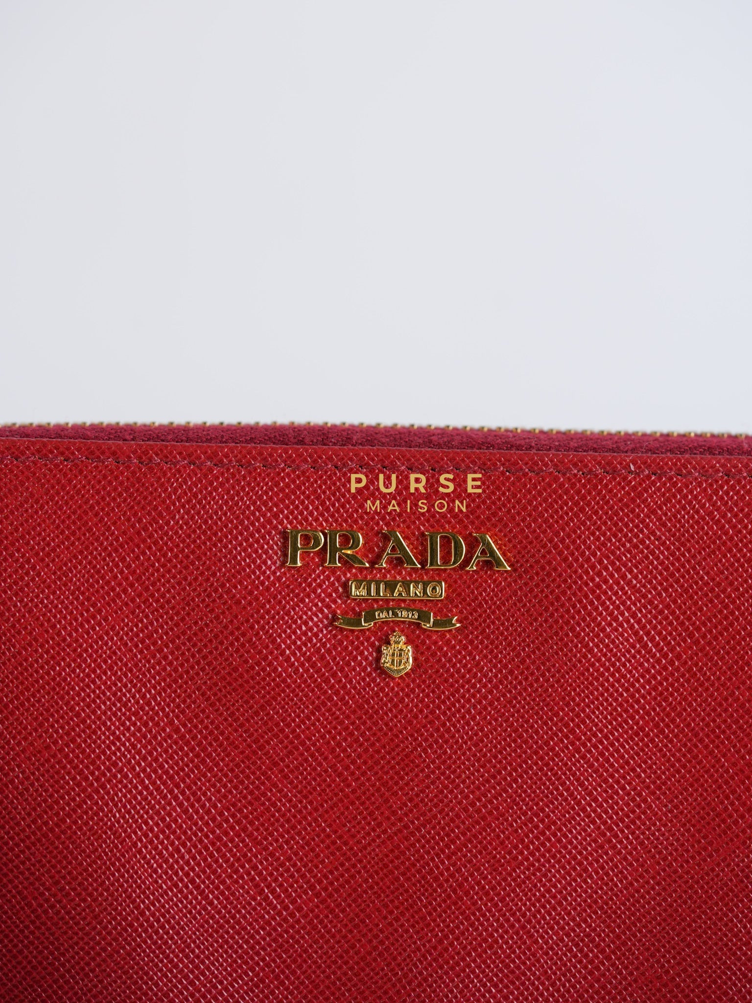 Saffiano Red Long Zipper Wallet | Purse Maison Luxury Bags Shop