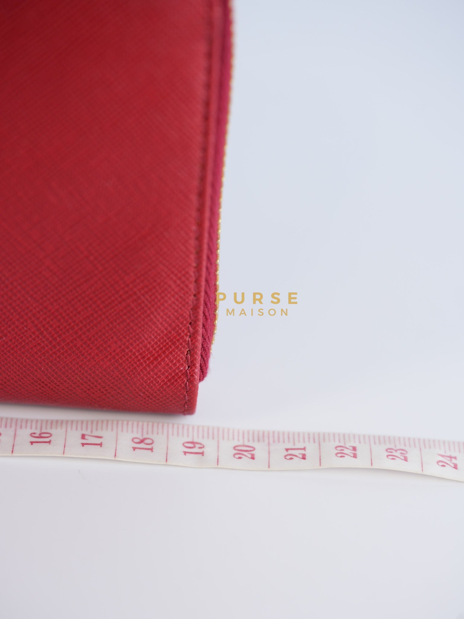 Saffiano Red Long Zipper Wallet | Purse Maison Luxury Bags Shop