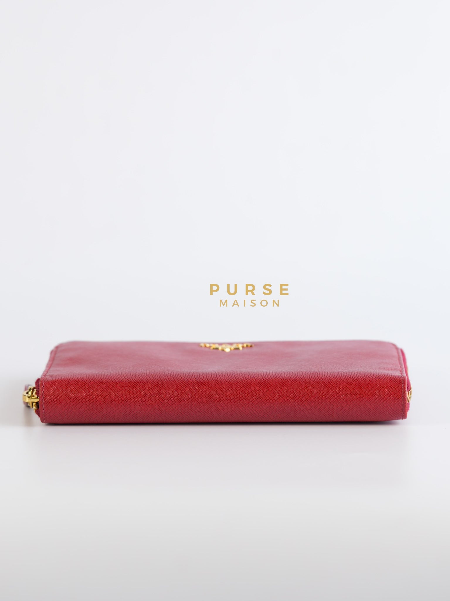 Saffiano Red Long Zipper Wallet | Purse Maison Luxury Bags Shop