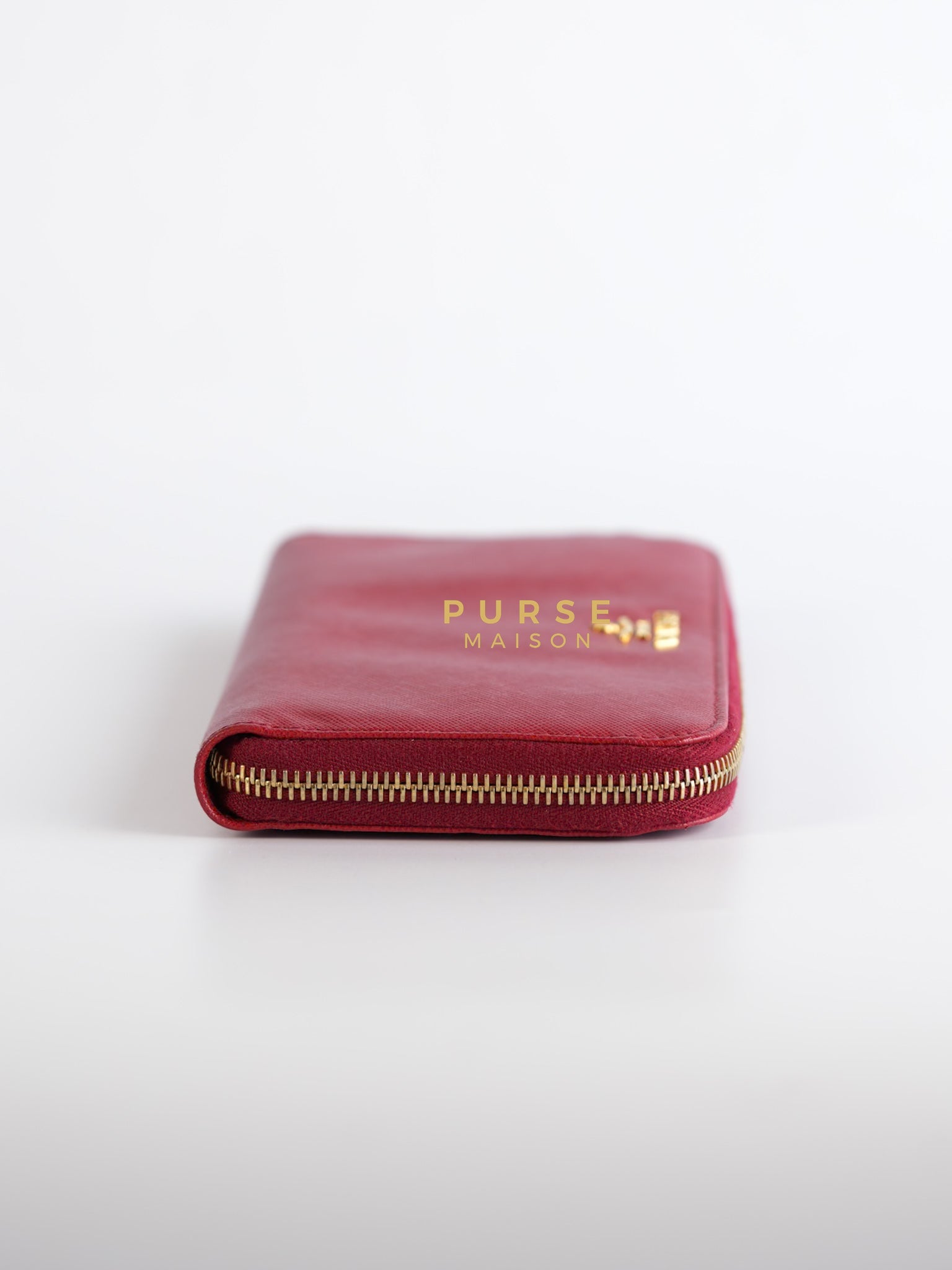 Saffiano Red Long Zipper Wallet | Purse Maison Luxury Bags Shop