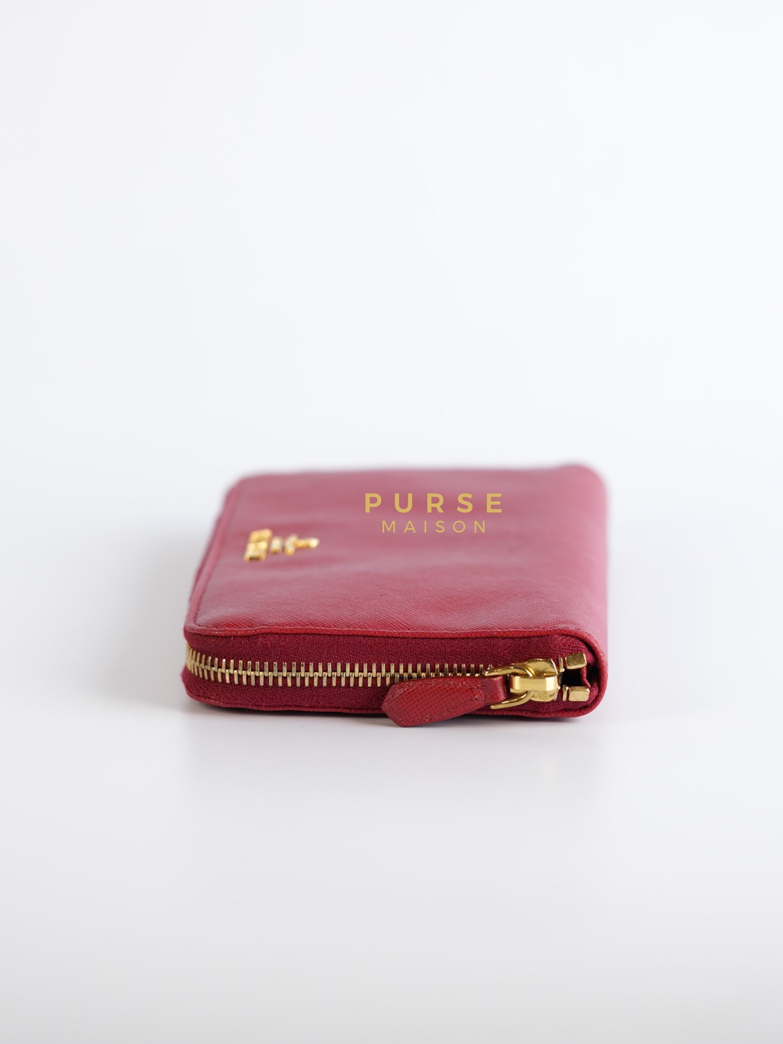 Saffiano Red Long Zipper Wallet | Purse Maison Luxury Bags Shop