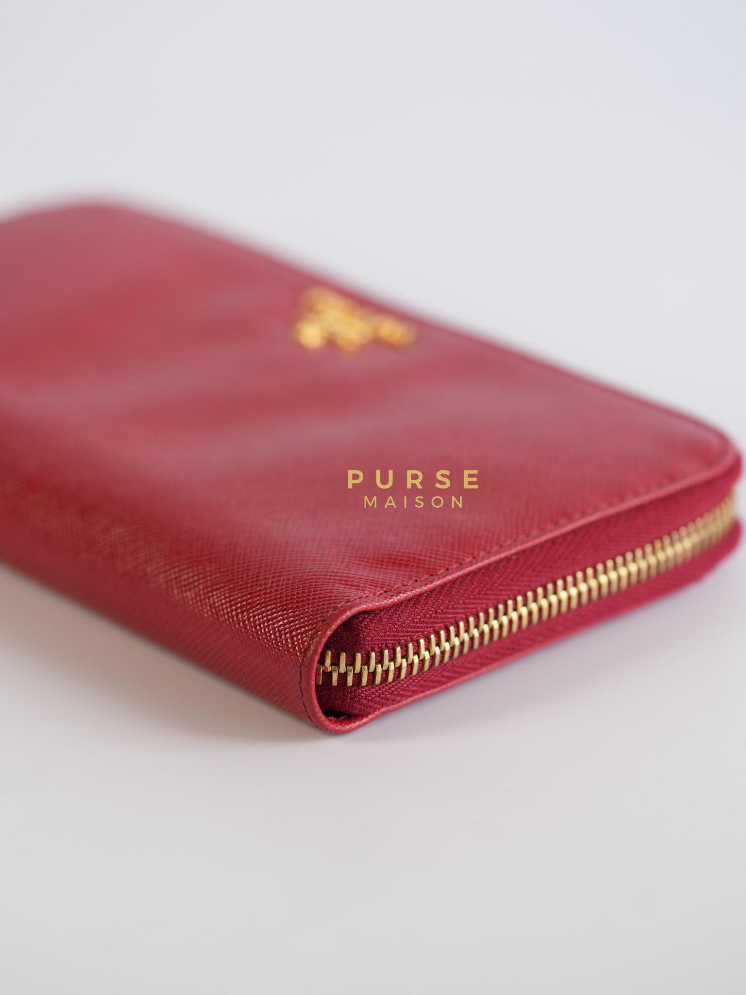 Saffiano Red Long Zipper Wallet | Purse Maison Luxury Bags Shop