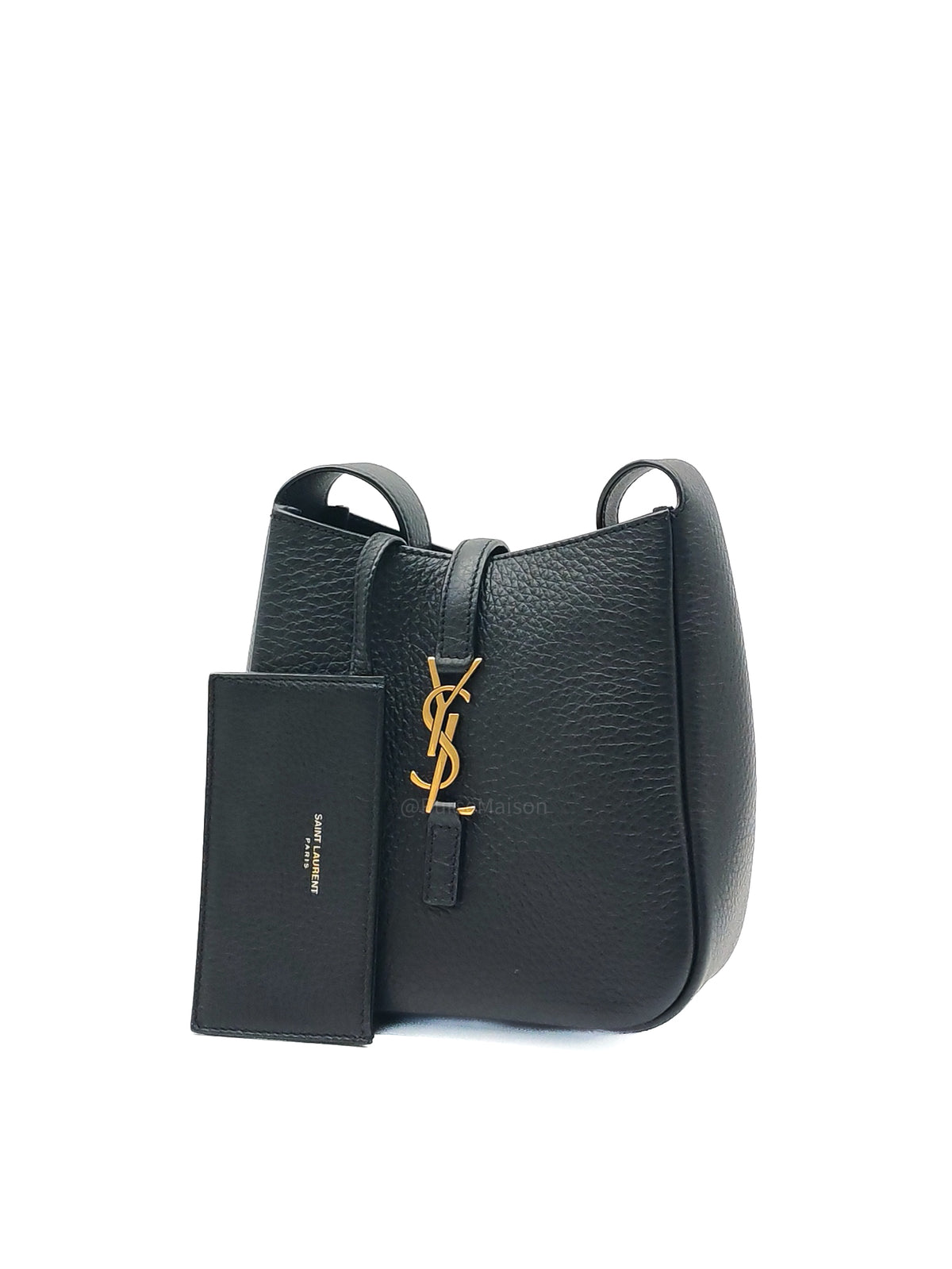 Saint Laurent Le 5 a 7 Supple Baby Hobo Bag in Black Grained Calfskin Leather | Purse Maison Luxury Bags Shop