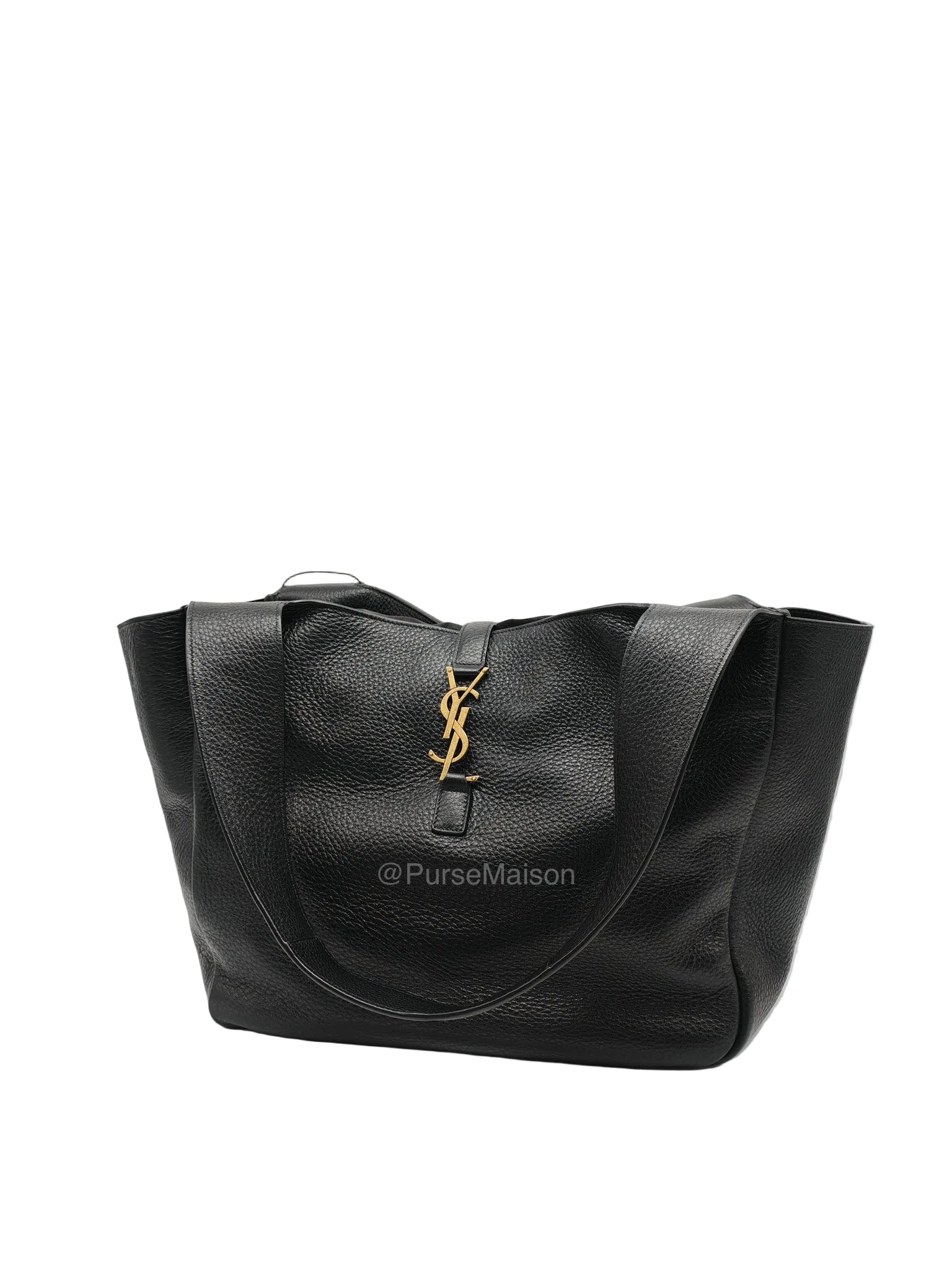 Saint Laurent Le 5a7 Bea Tote Bag in Black Grained Leather Tote Bag | Purse Maison Luxury Bags Shop