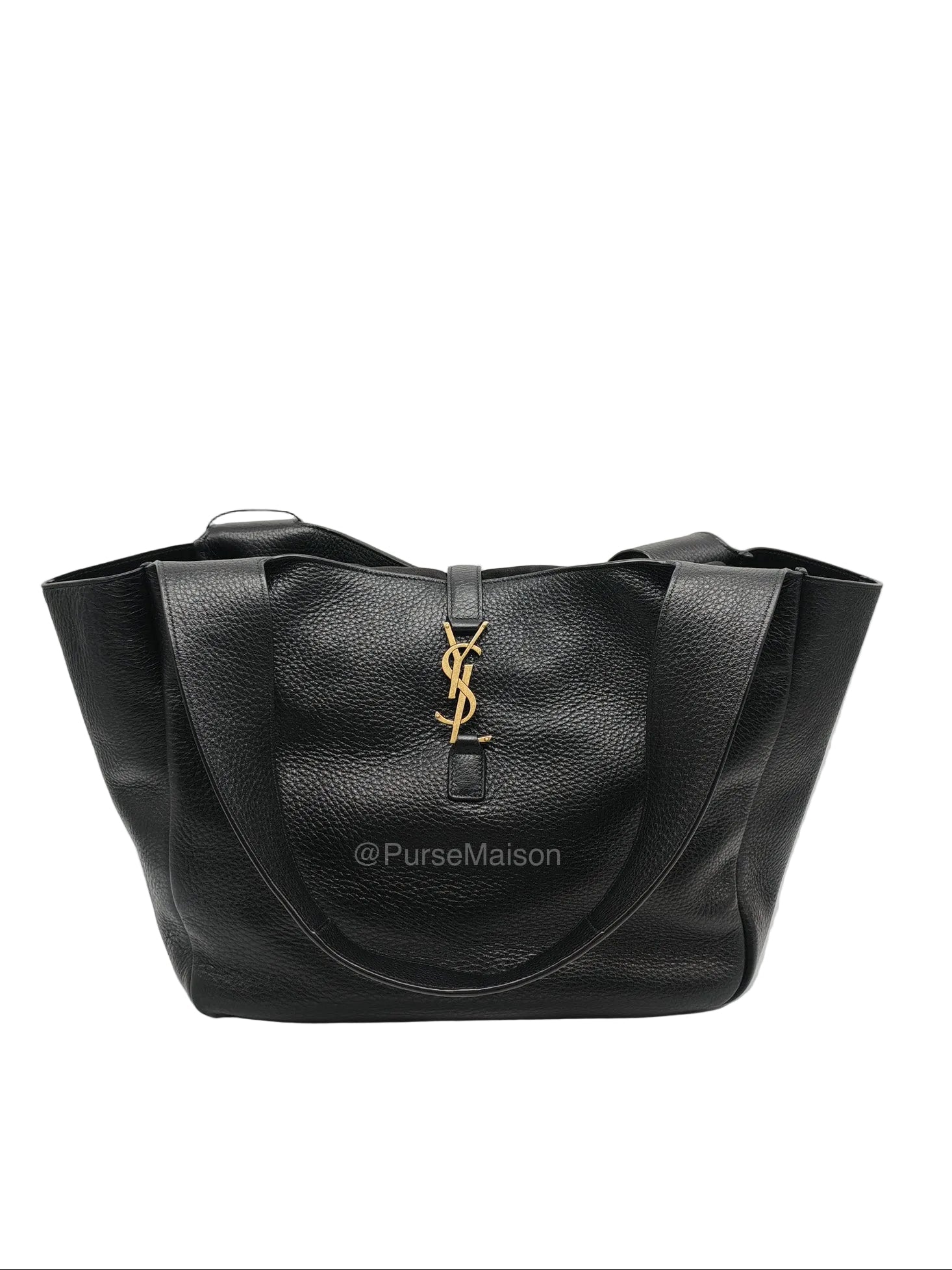 Saint Laurent Le 5a7 Bea Tote Bag in Black Grained Leather Tote Bag | Purse Maison Luxury Bags Shop