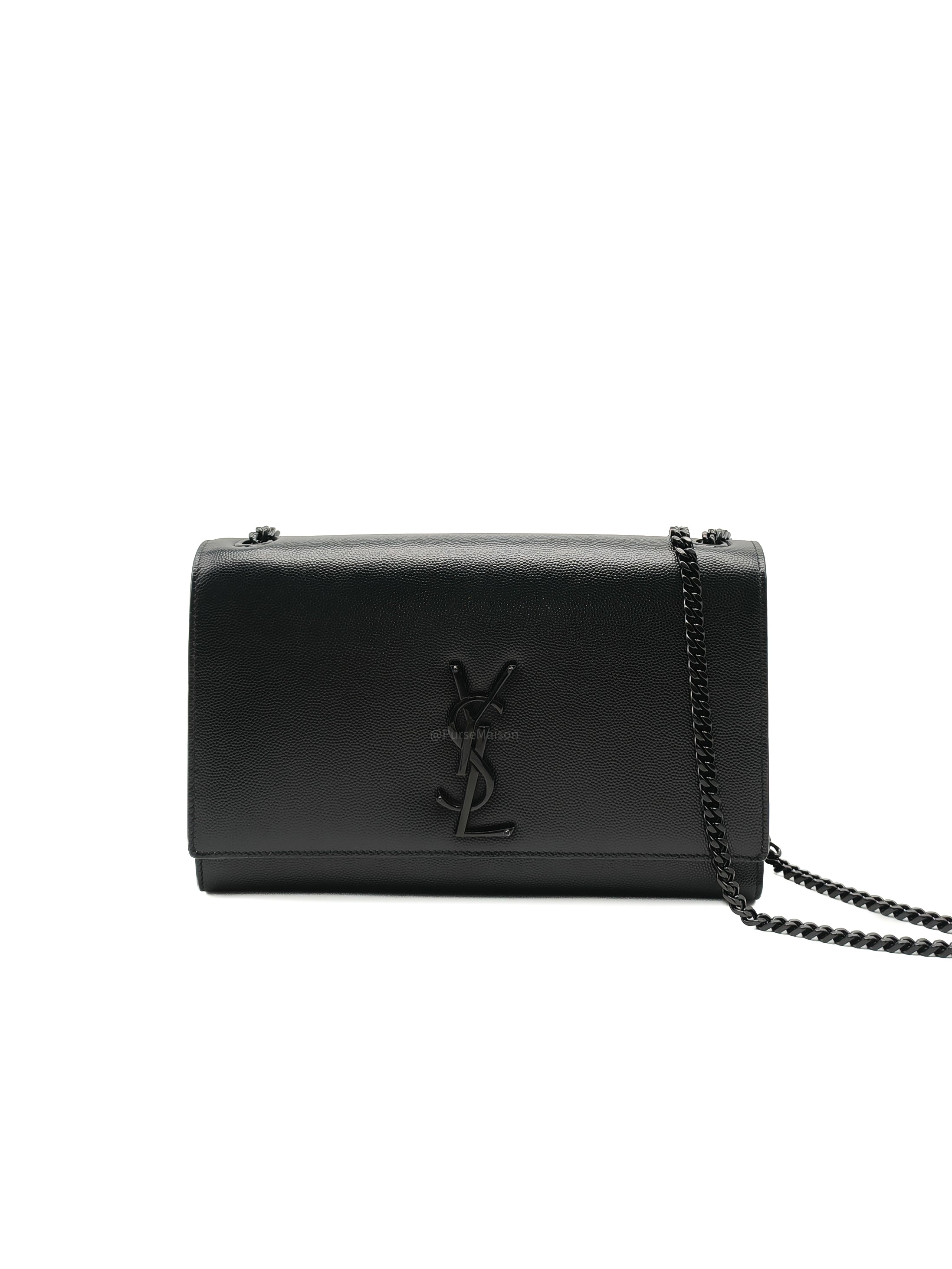 Saint Laurent Medium Kate Crossbody Bag in Black so Black Hardware | Purse Maison Luxury Bags Shop