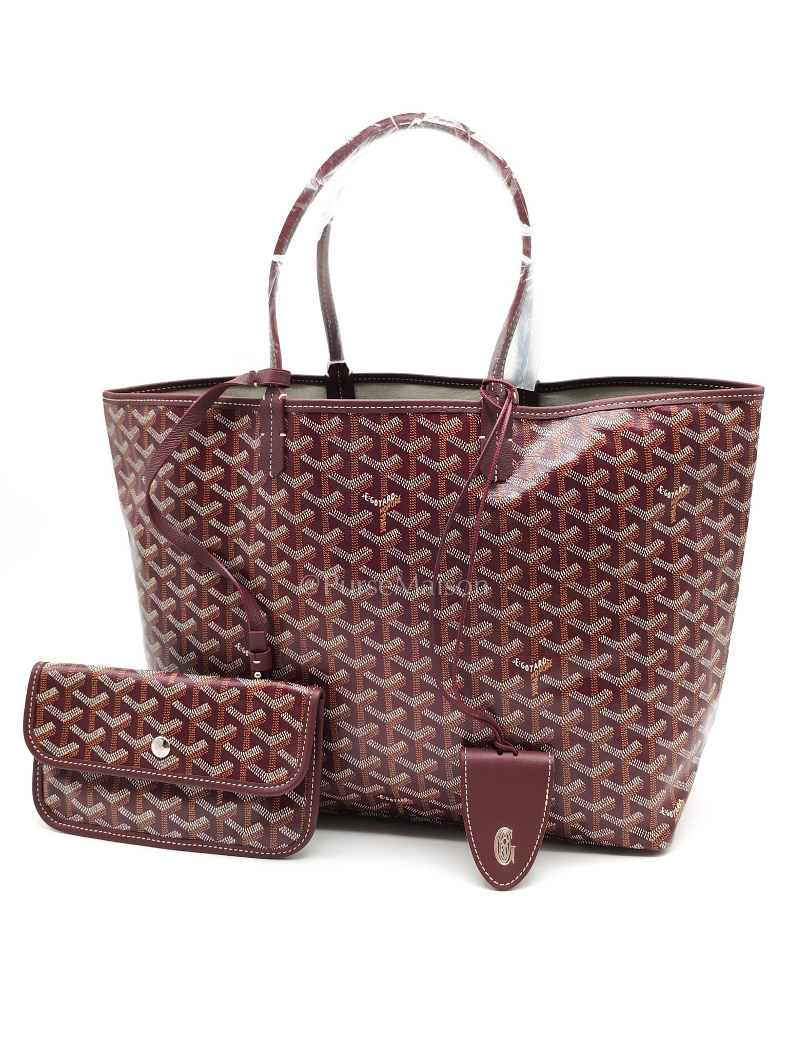 Saint Louis Burgundy with Croc Universel Clip Charm in Goyardine Canvas Tote Bag | Purse Maison Luxury Bags Shop