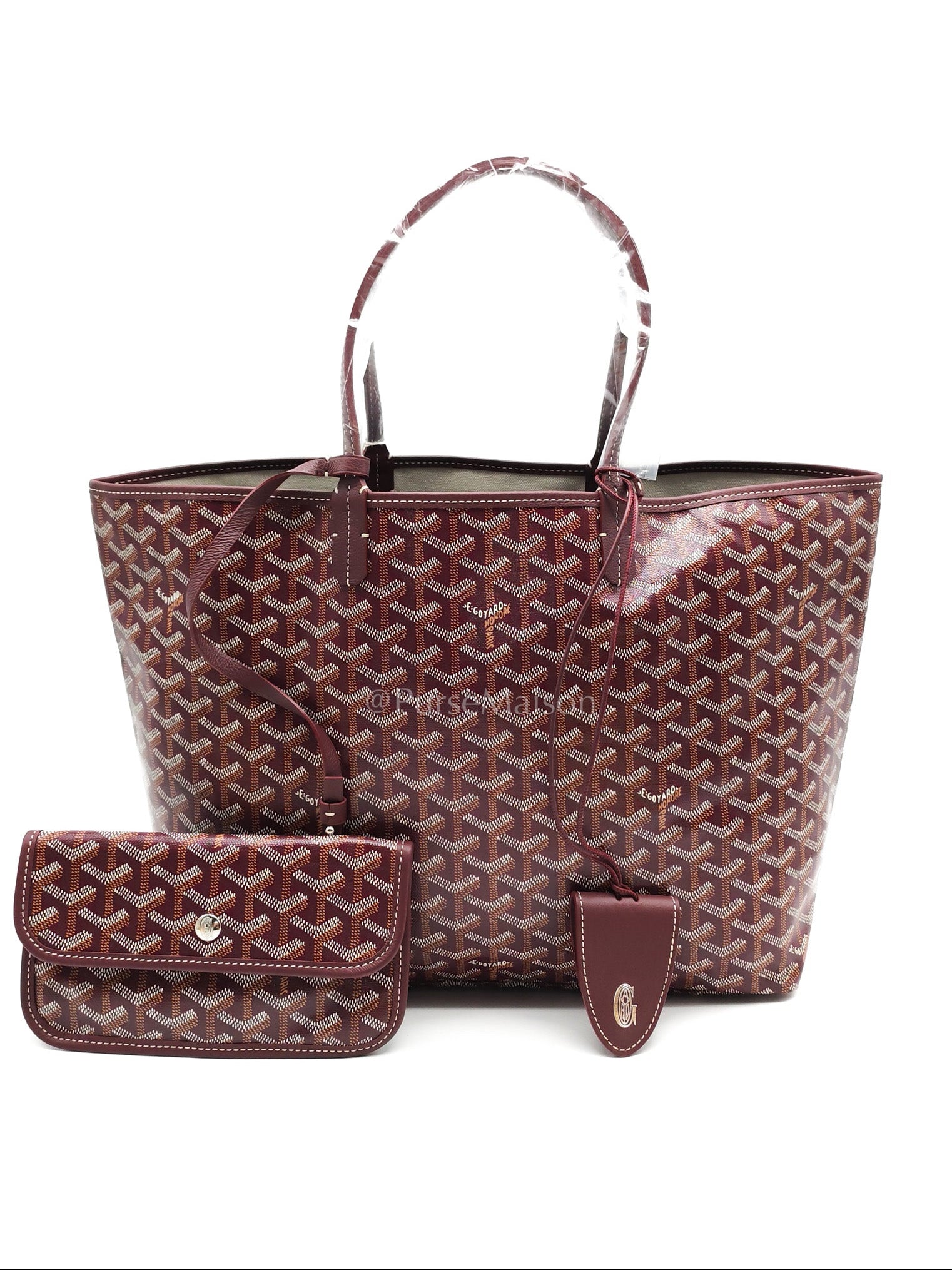 Saint Louis Burgundy with Croc Universel Clip Charm in Goyardine Canvas Tote Bag | Purse Maison Luxury Bags Shop