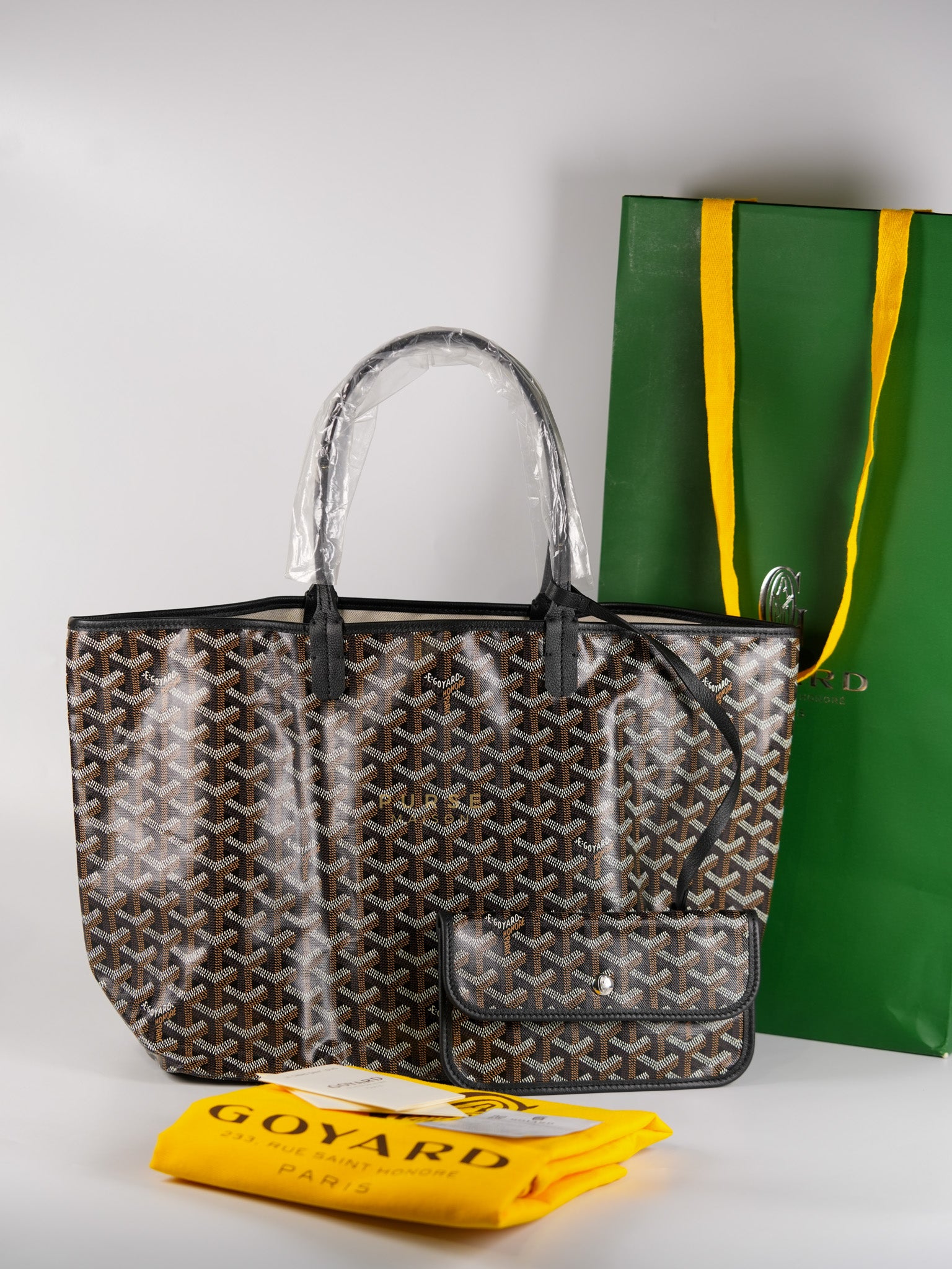 Saint Louis PM Black Tote Bag in Goyardine Canvas | Purse Maison Luxury Bags Shop