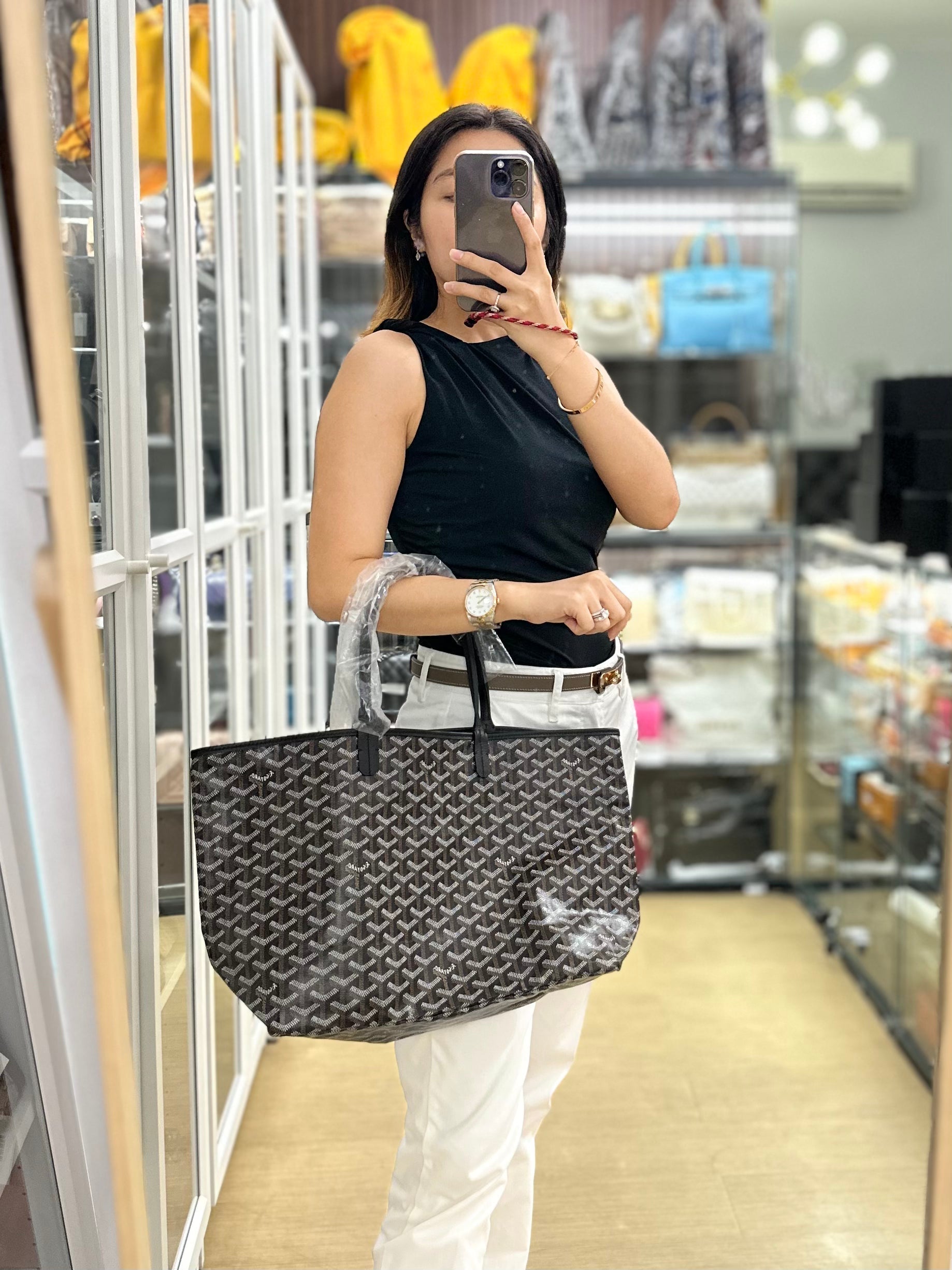Saint Louis PM Black Tote Bag in Goyardine Canvas | Purse Maison Luxury Bags Shop