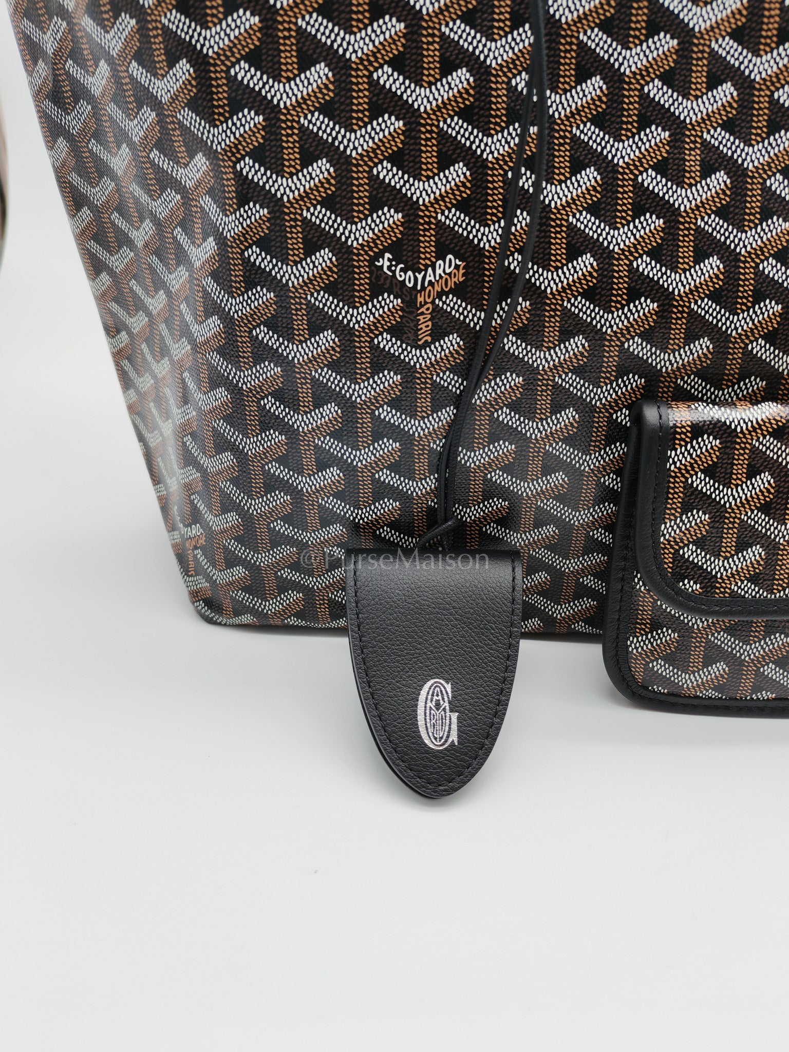 Saint Louis PM Black with Croc Universel Clip Charm in Goyardine Canvas Tote Bag | Purse Maison Luxury Bags Shop