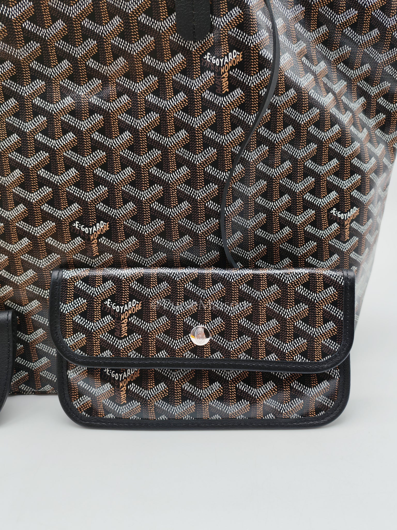 Saint Louis PM Black with Croc Universel Clip Charm in Goyardine Canvas Tote Bag | Purse Maison Luxury Bags Shop