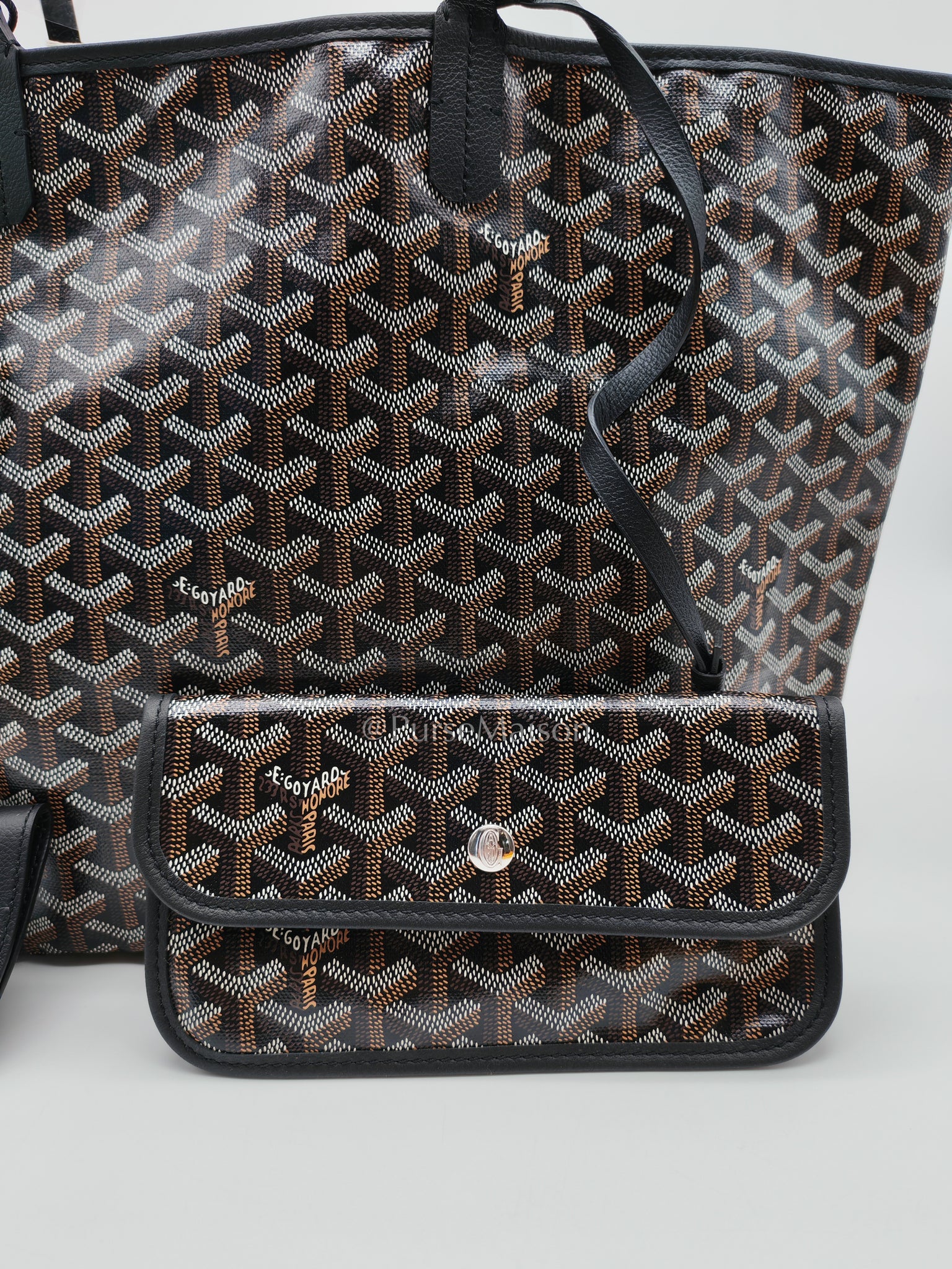 Saint Louis Black with Croc Universel Clip Charm in Goyardine Canvas Tote Bag | Purse Maison Luxury Bags Shop