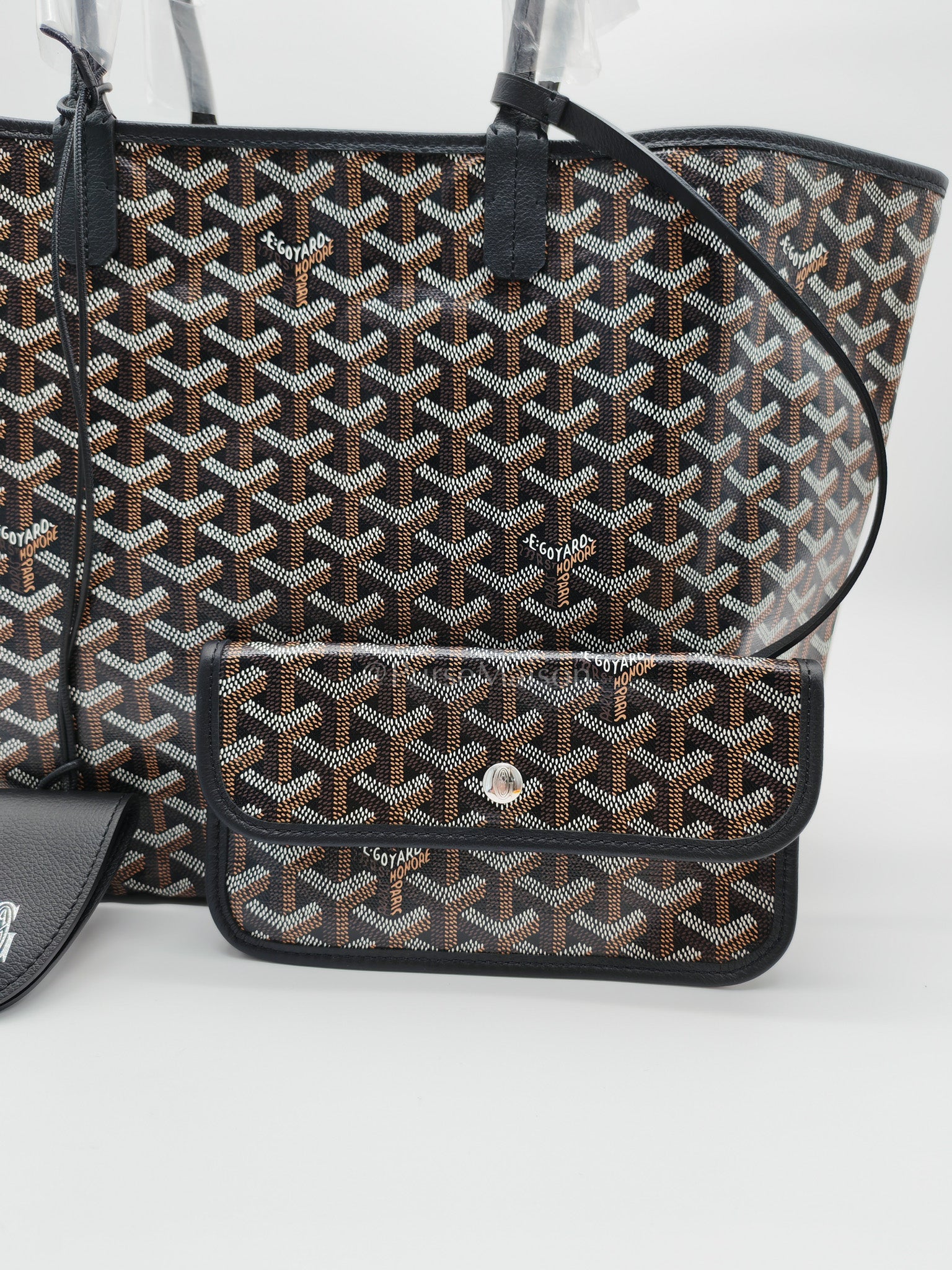 Saint Louis PM Black with Croc Universel Clip Charm in Goyardine Canvas Tote Bag | Purse Maison Luxury Bags Shop