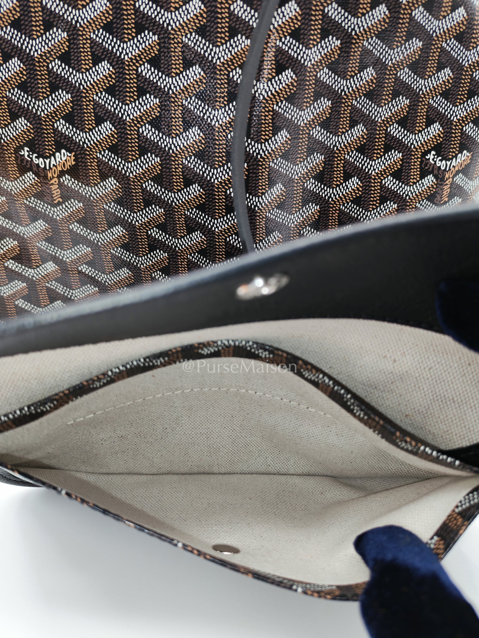 Saint Louis PM Black with Croc Universel Clip Charm in Goyardine Canvas Tote Bag | Purse Maison Luxury Bags Shop