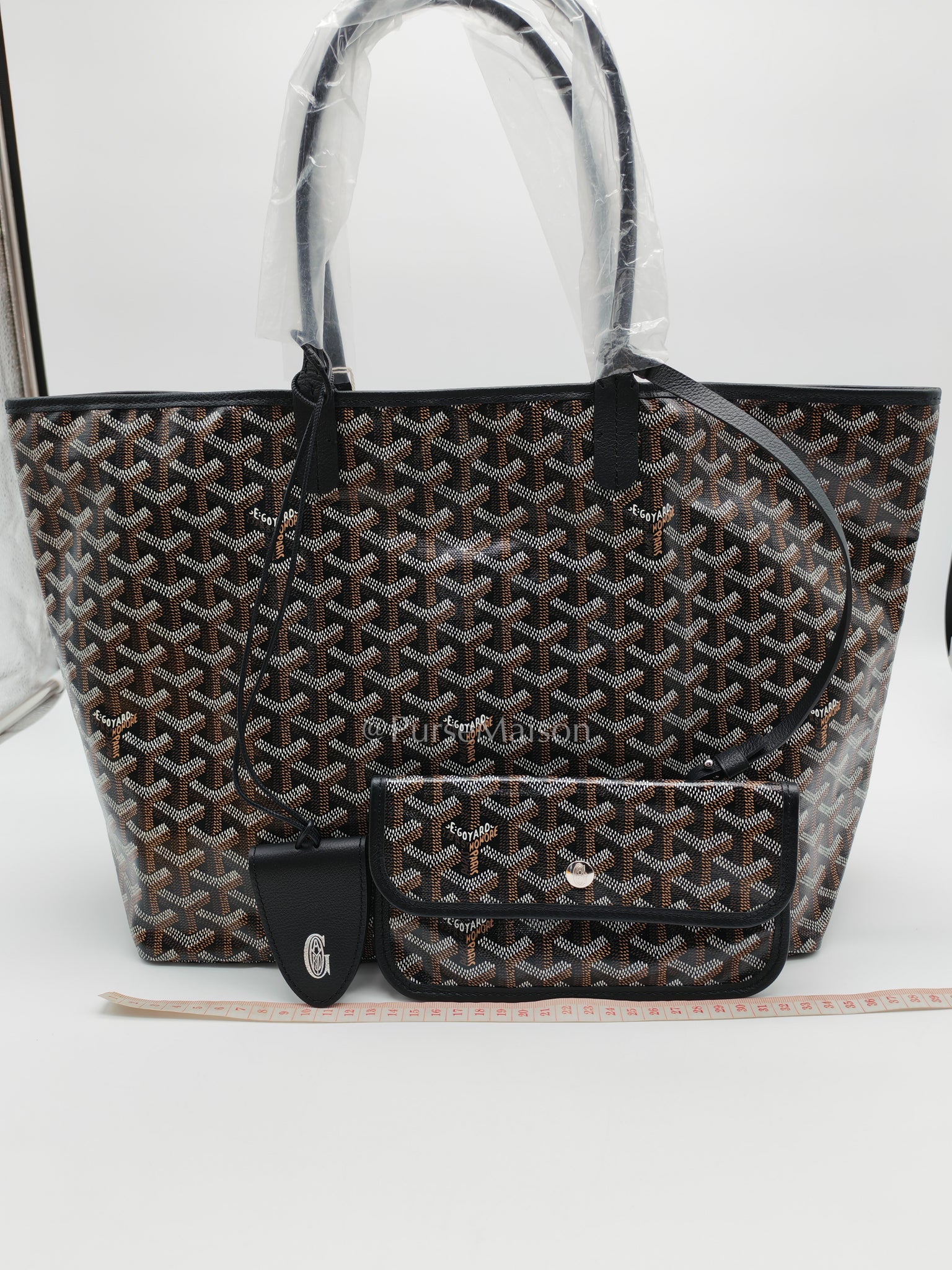 Saint Louis PM Black with Croc Universel Clip Charm in Goyardine Canvas Tote Bag | Purse Maison Luxury Bags Shop