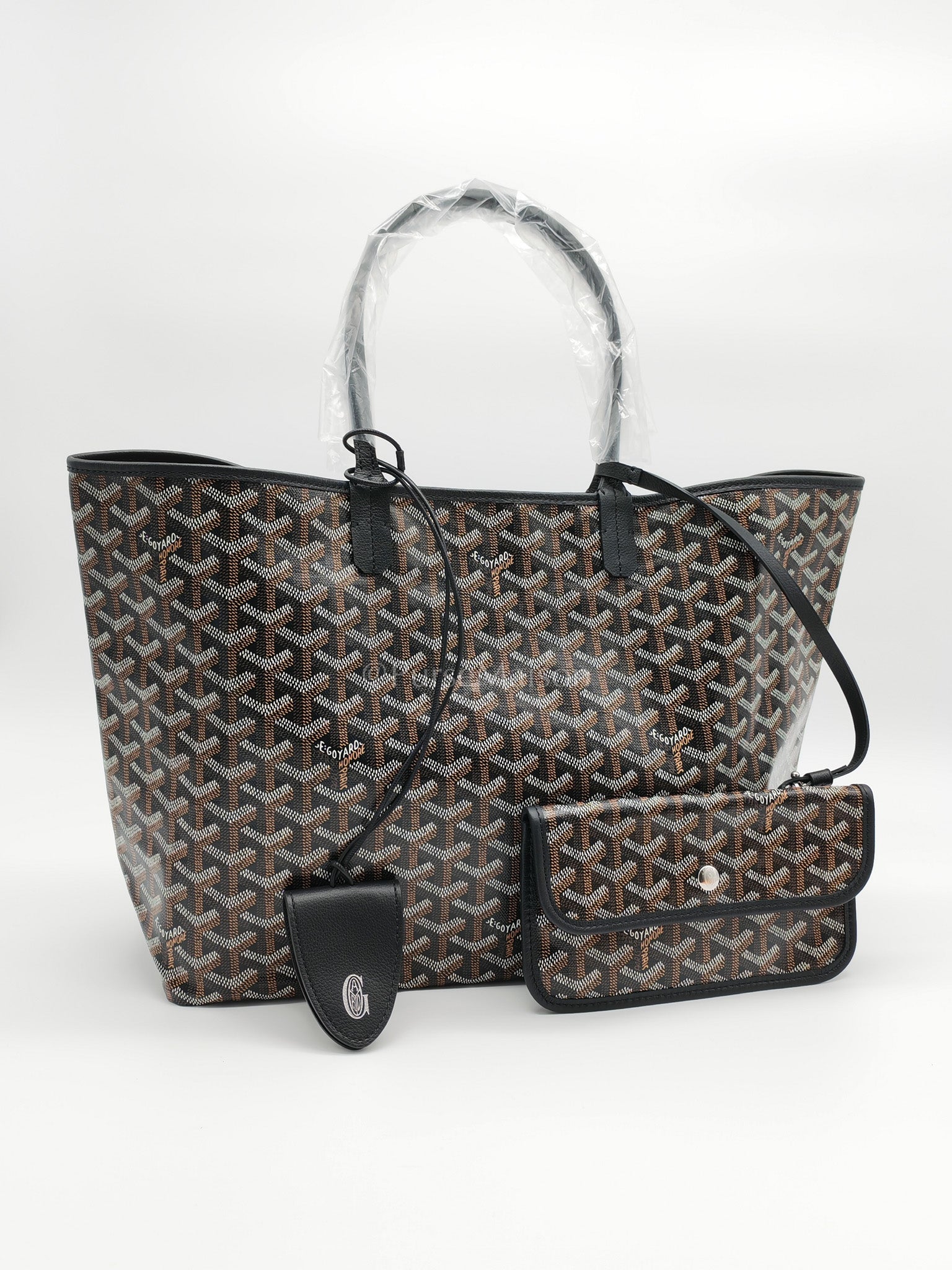 Saint Louis PM Black with Croc Universel Clip Charm in Goyardine Canvas Tote Bag | Purse Maison Luxury Bags Shop