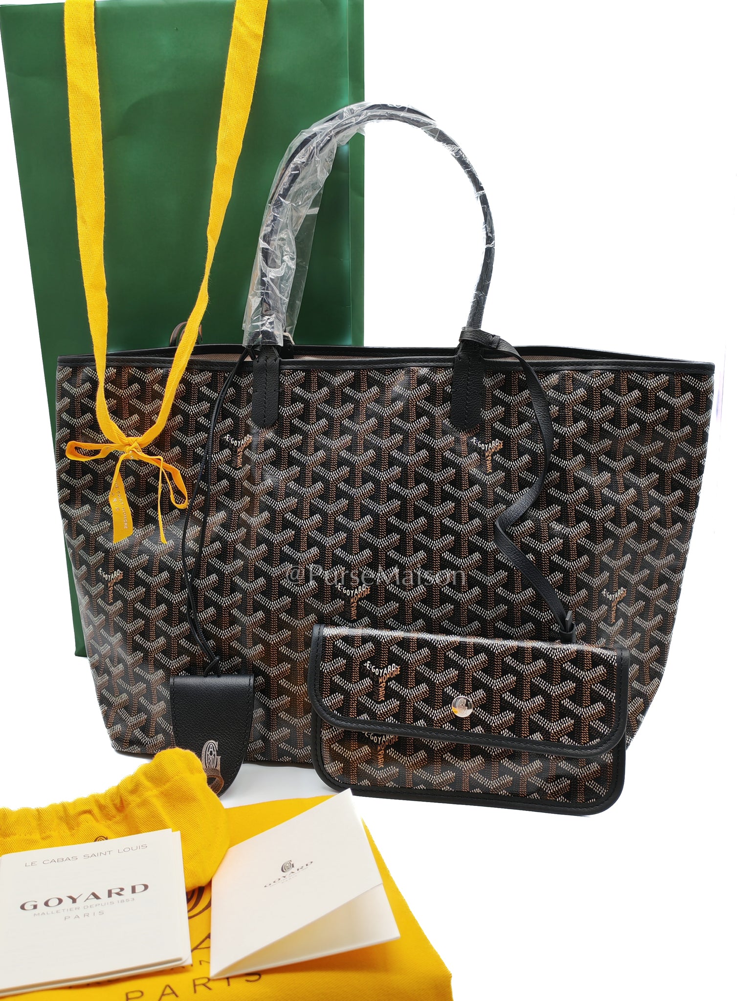 Saint Louis Black with Croc Universel Clip Charm in Goyardine Canvas Tote Bag | Purse Maison Luxury Bags Shop