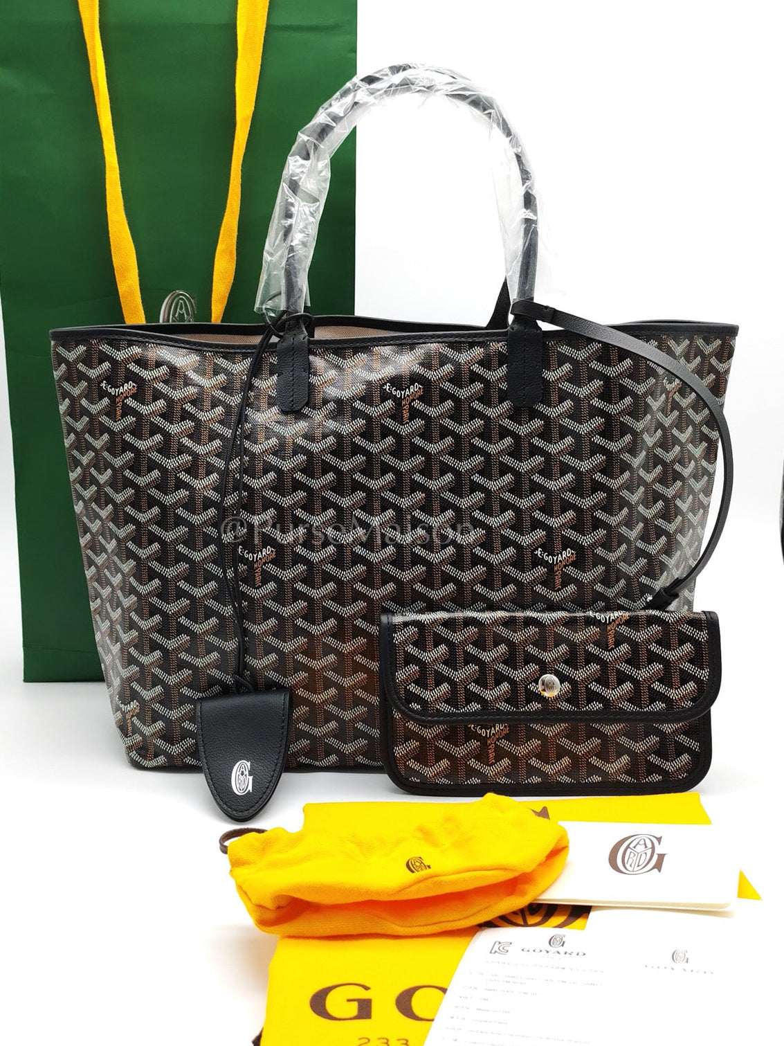 Saint Louis PM Black with Croc Universel Clip Charm in Goyardine Canvas Tote Bag | Purse Maison Luxury Bags Shop