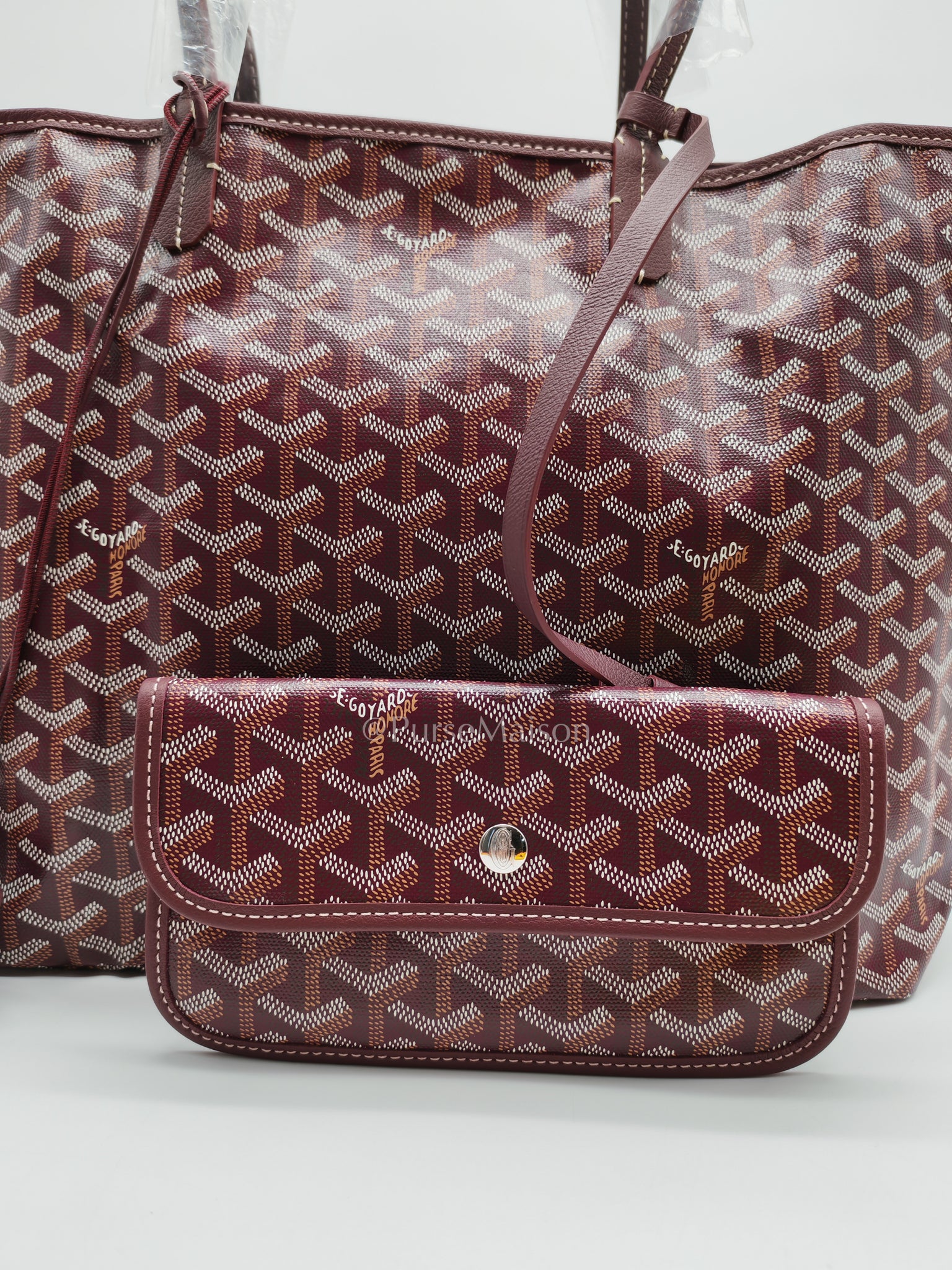 Saint Louis PM Burgundy with Croc Universel Clip Charm in Goyardine Canvas Tote Bag | Purse Maison Luxury Bags Shop