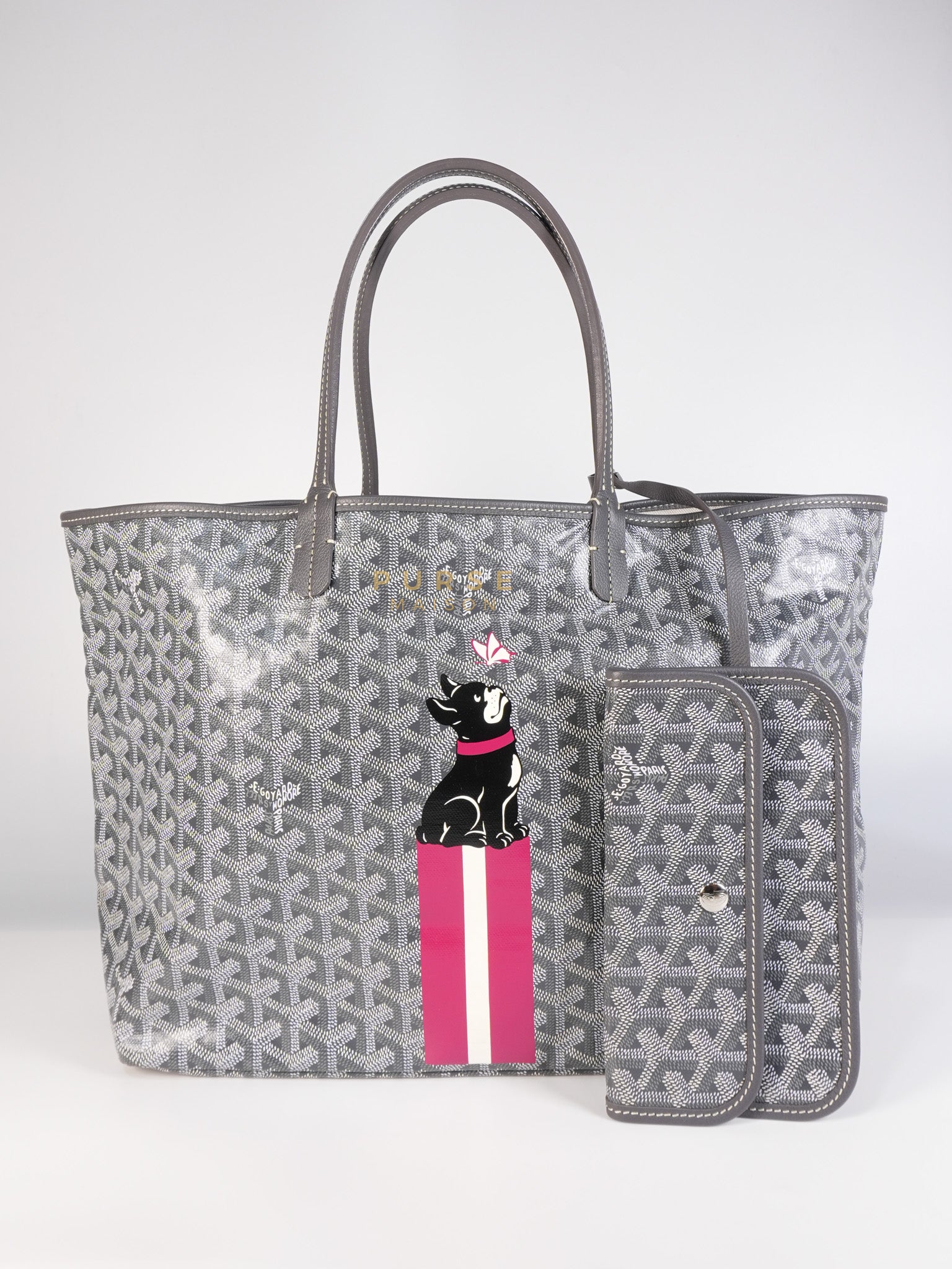 Saint Louis PM Gray in Goyardine Canvas with Hulot Motif | Purse Maison Luxury Bags Shop