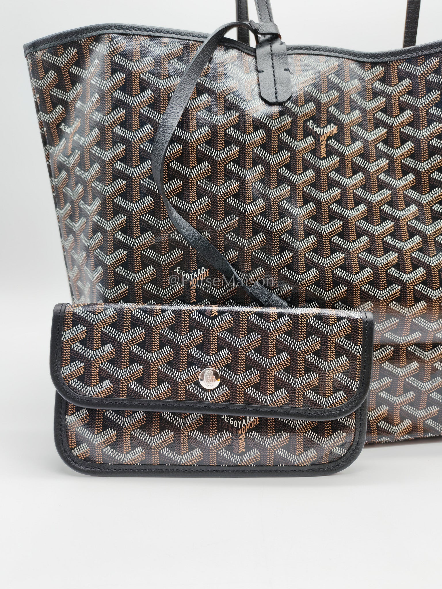 Saint Louis PM in Black Goyardine Canvas Tote Bag | Purse Maison Luxury Bags Shop