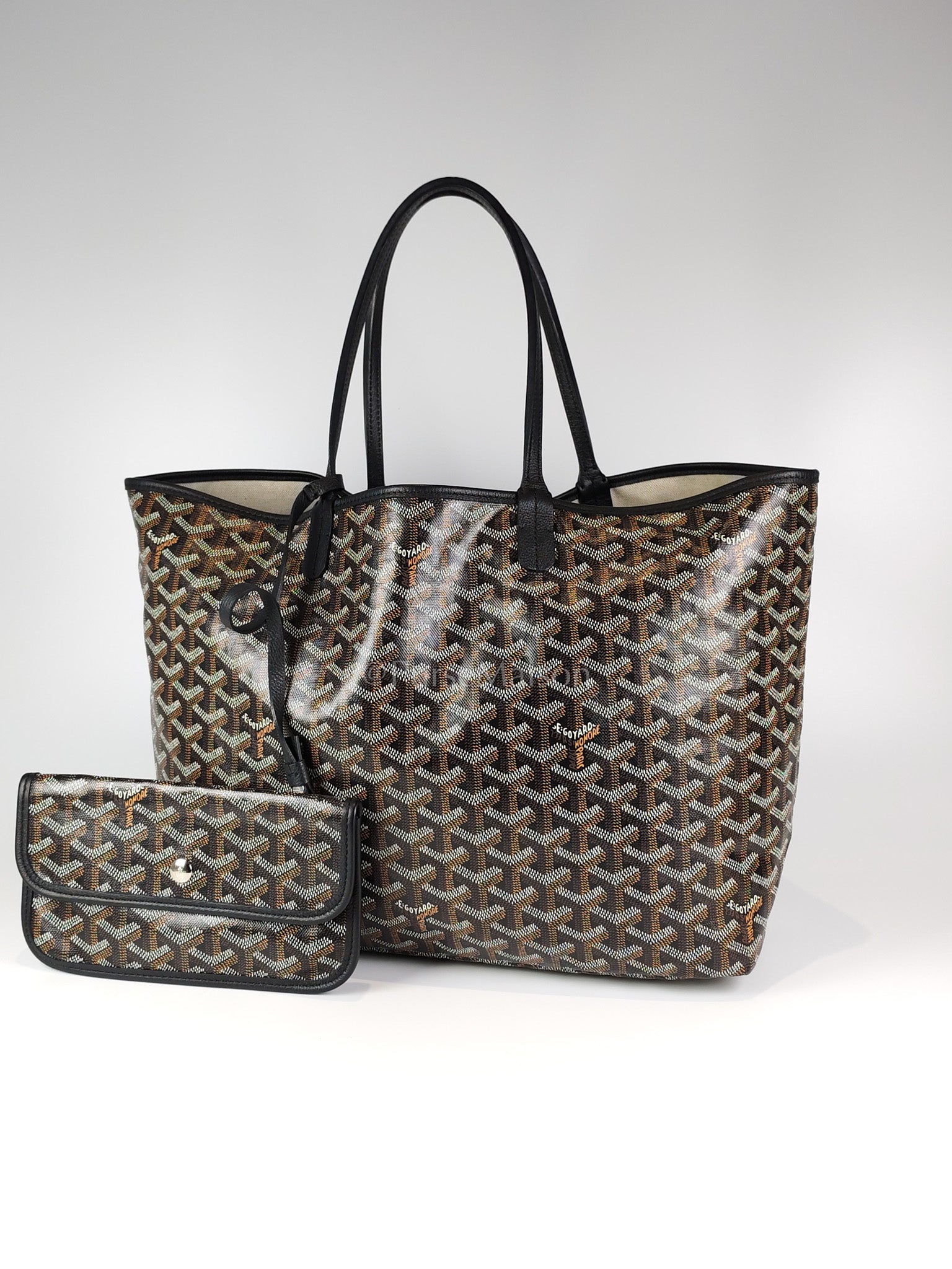 Saint Louis PM in Black Goyardine Canvas Tote Bag | Purse Maison Luxury Bags Shop