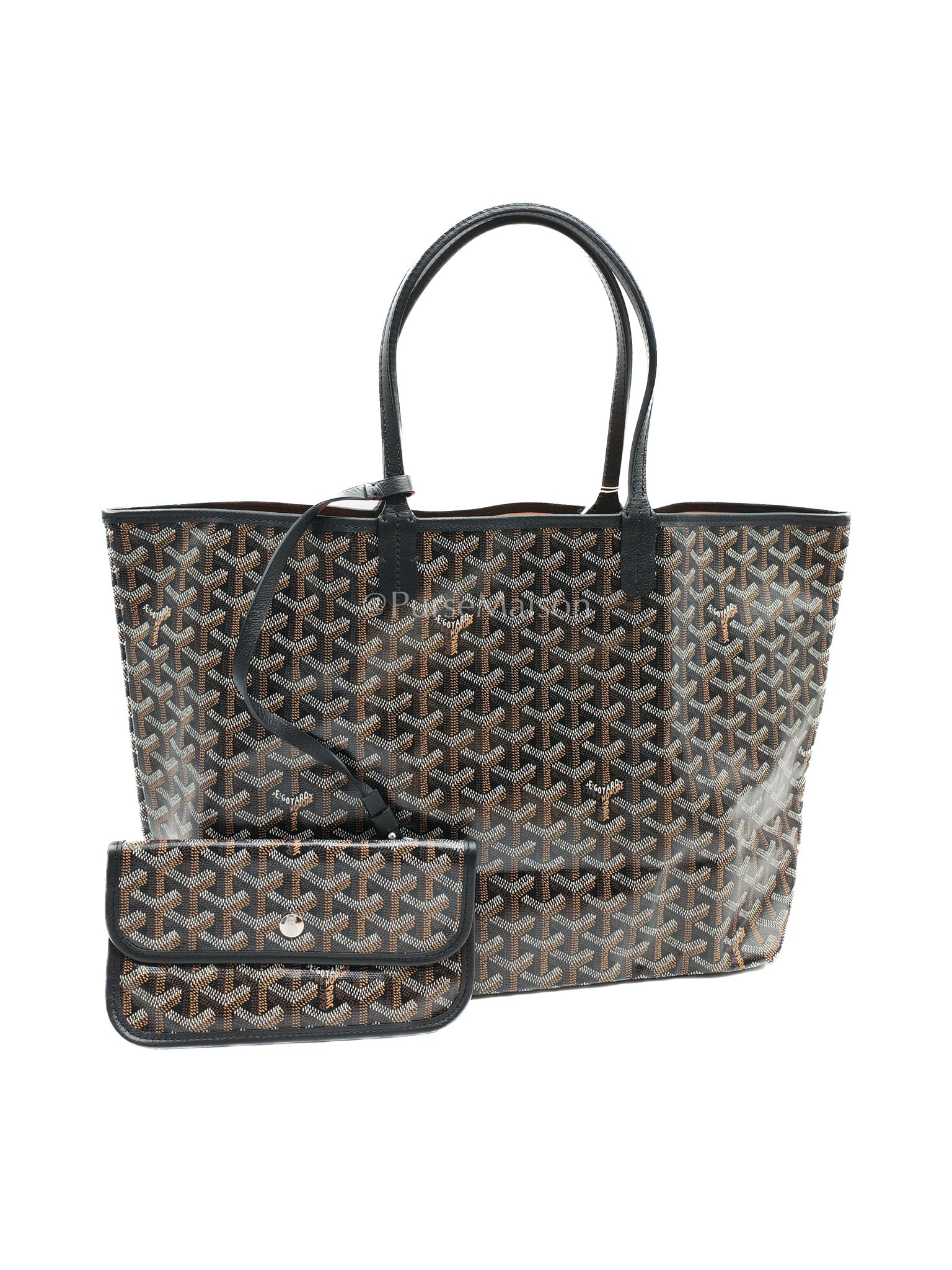 Saint Louis PM in Black Goyardine Canvas Tote Bag | Purse Maison Luxury Bags Shop