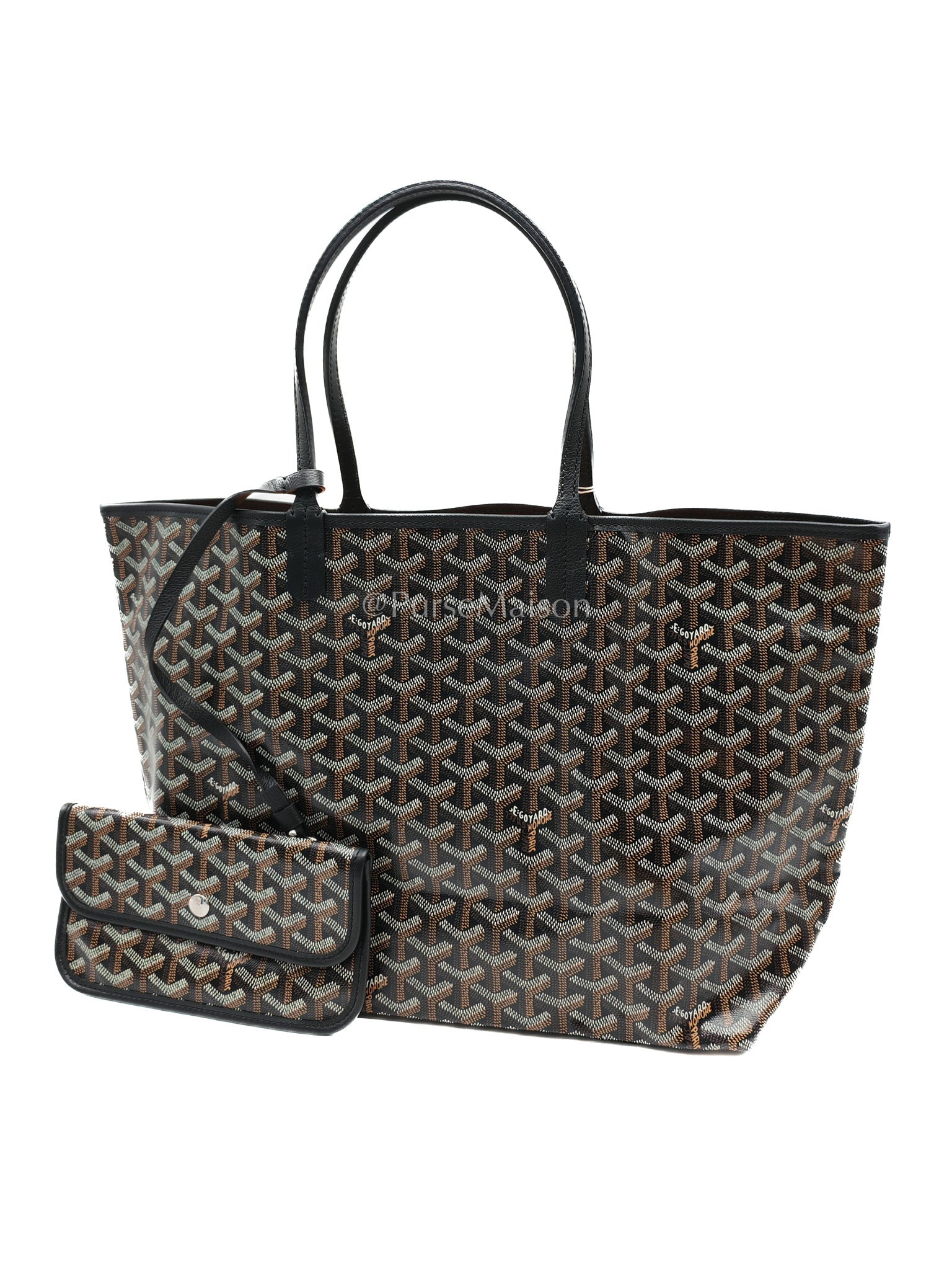 Saint Louis PM in Black Goyardine Canvas Tote Bag | Purse Maison Luxury Bags Shop
