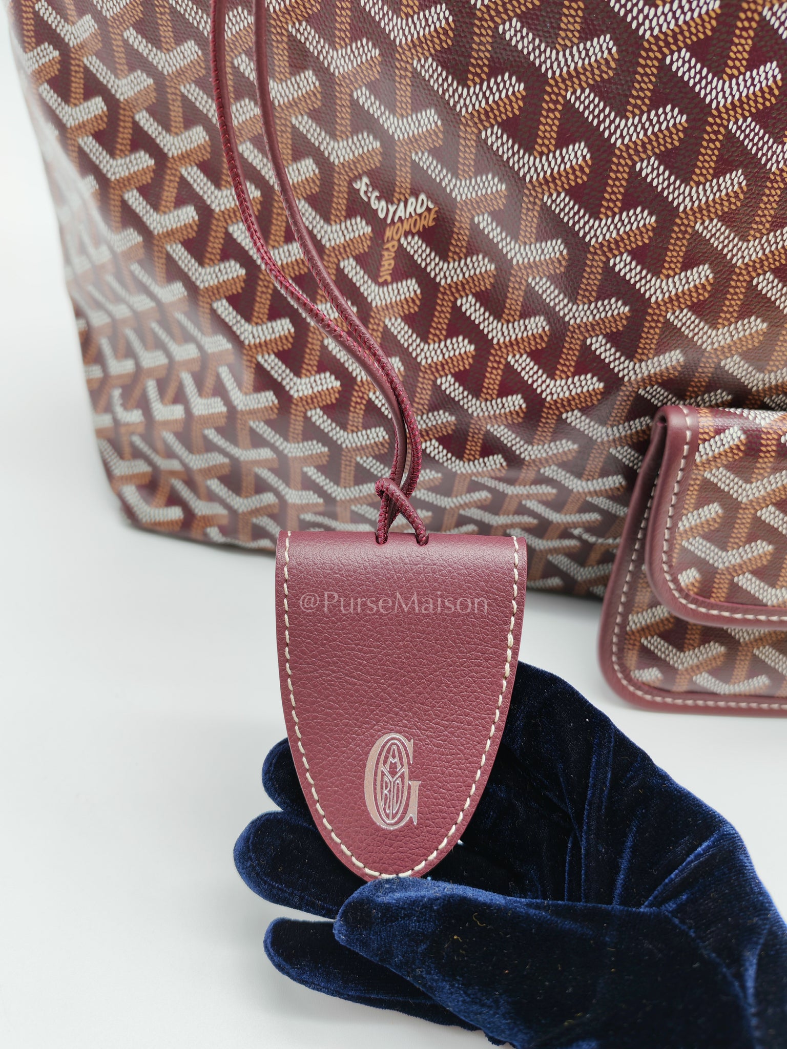 Saint Louis PM in Bordeaux Goyardine Canvas with Croc Universel Clip Charm | Purse Maison Luxury Bags Shop