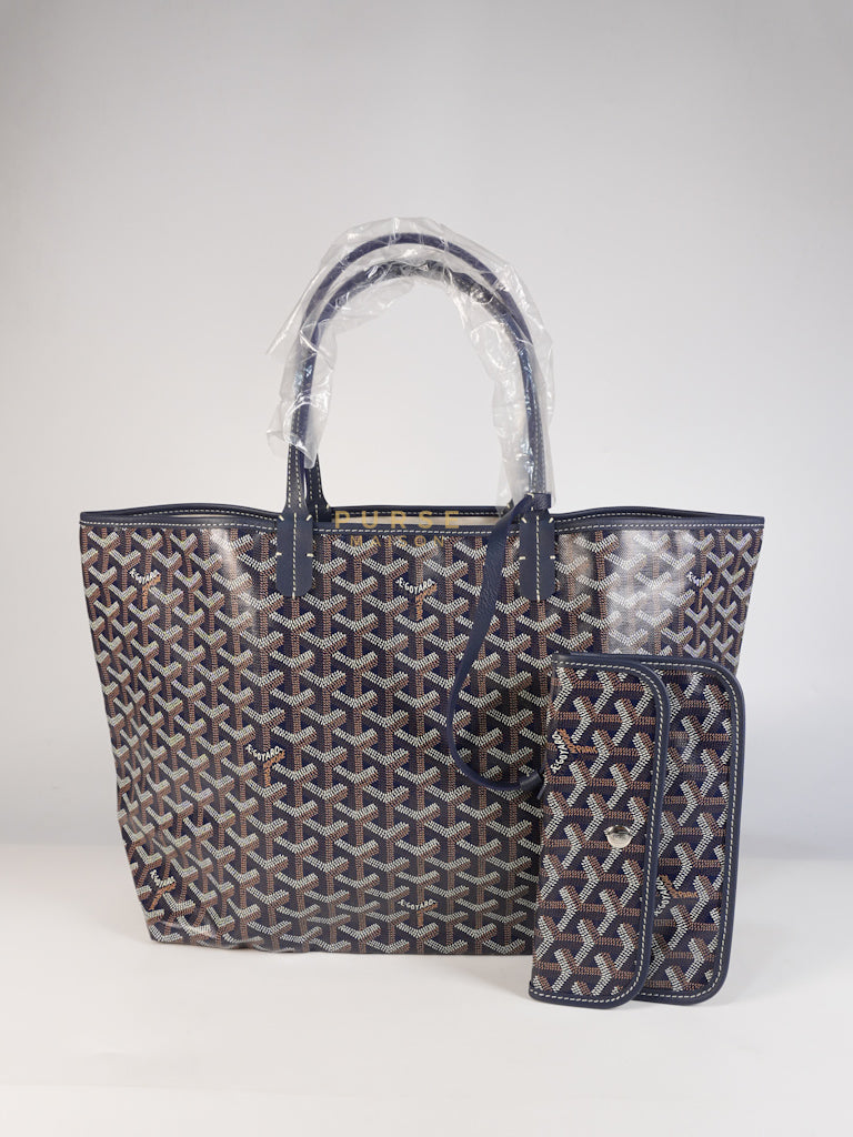 Saint Louis PM in Navy Blue Goyardine Canvas Purse Maison
