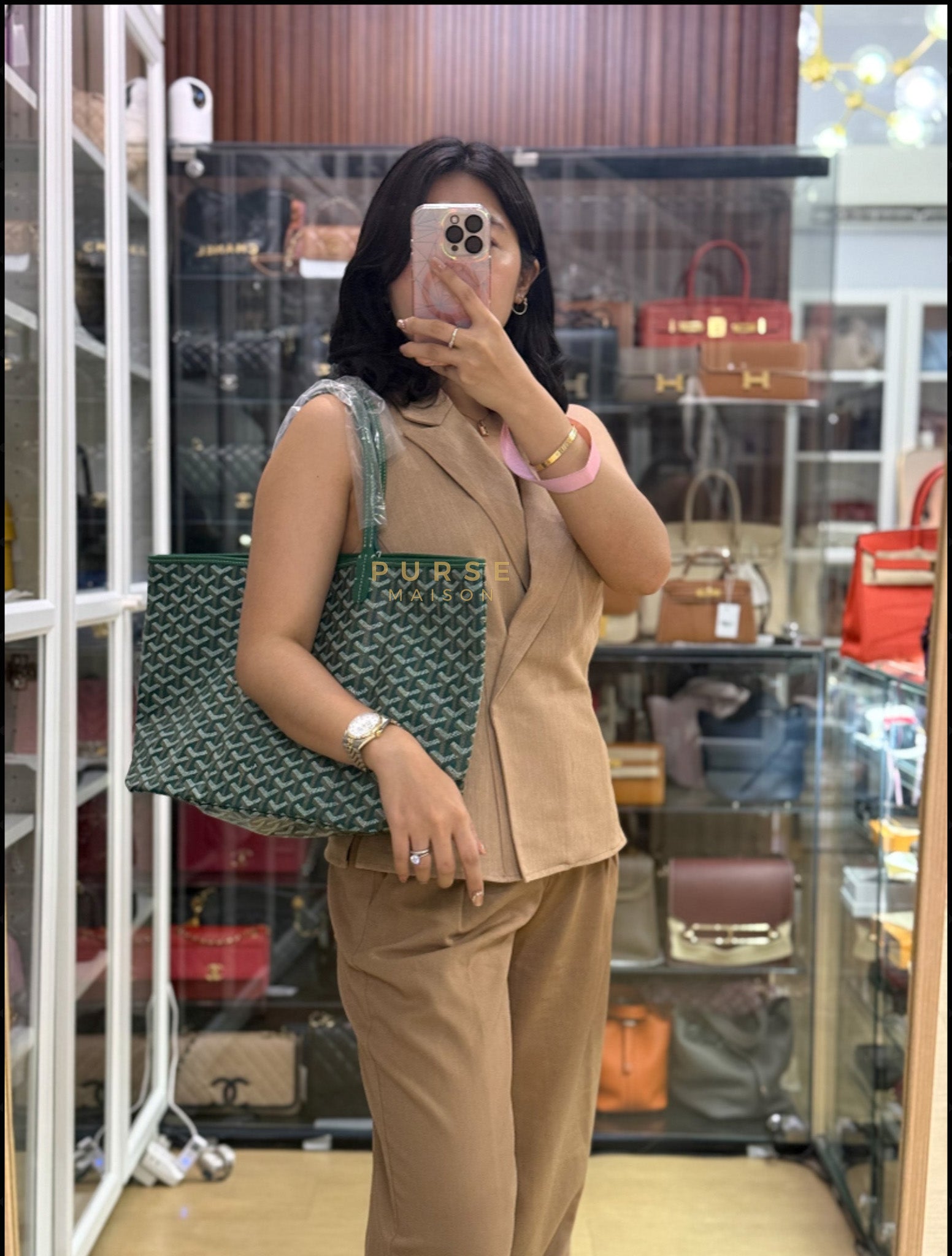 Saint Louis PM in Vert Goyardine Canvas | Purse Maison Luxury Bags Shop