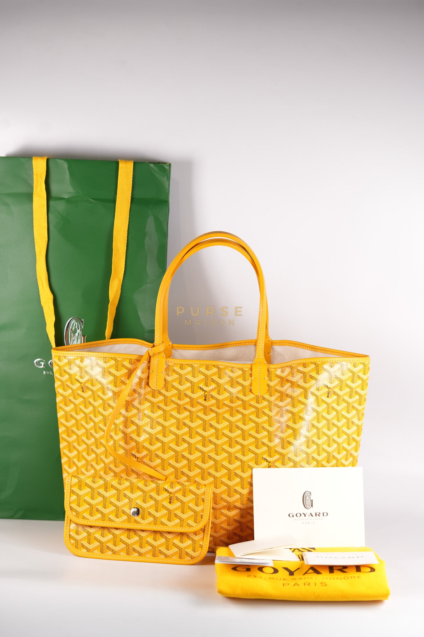 Saint Louis PM (Jaune) Yellow in Goyardine Canvas | Purse Maison Luxury Bags Shop