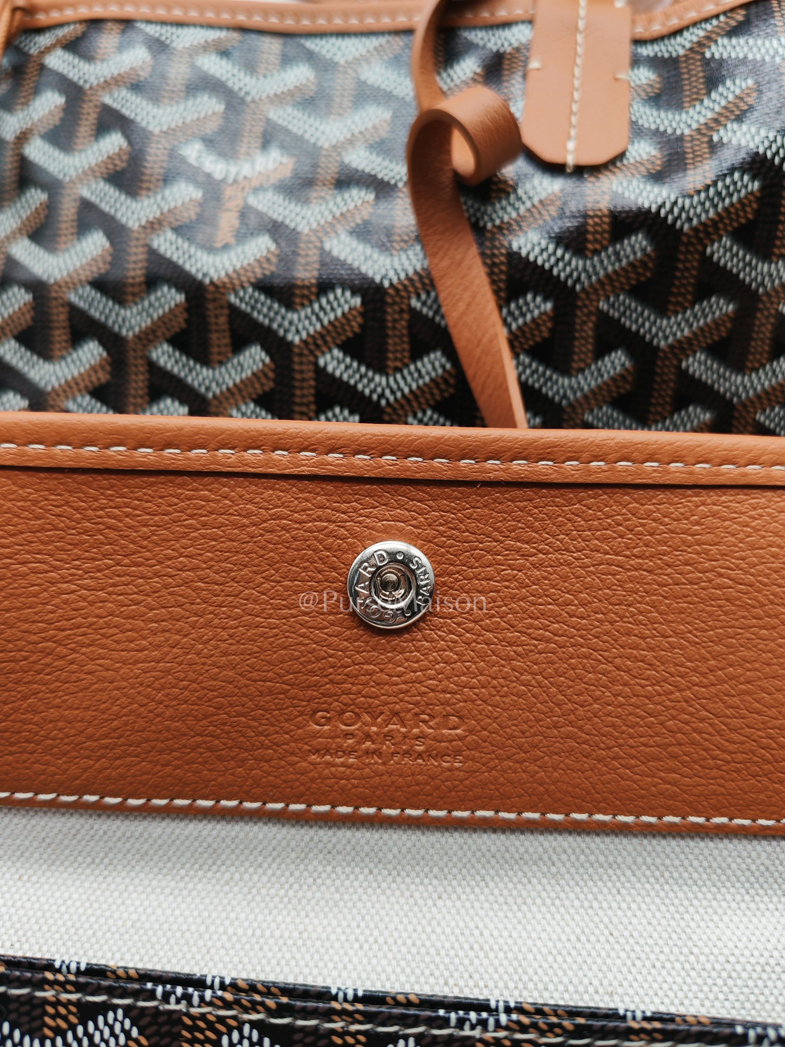 Saint Louis PM Tan with Croc Universel Clip Charm in Goyardine Canvas Tote Bag | Purse Maison Luxury Bags Shop