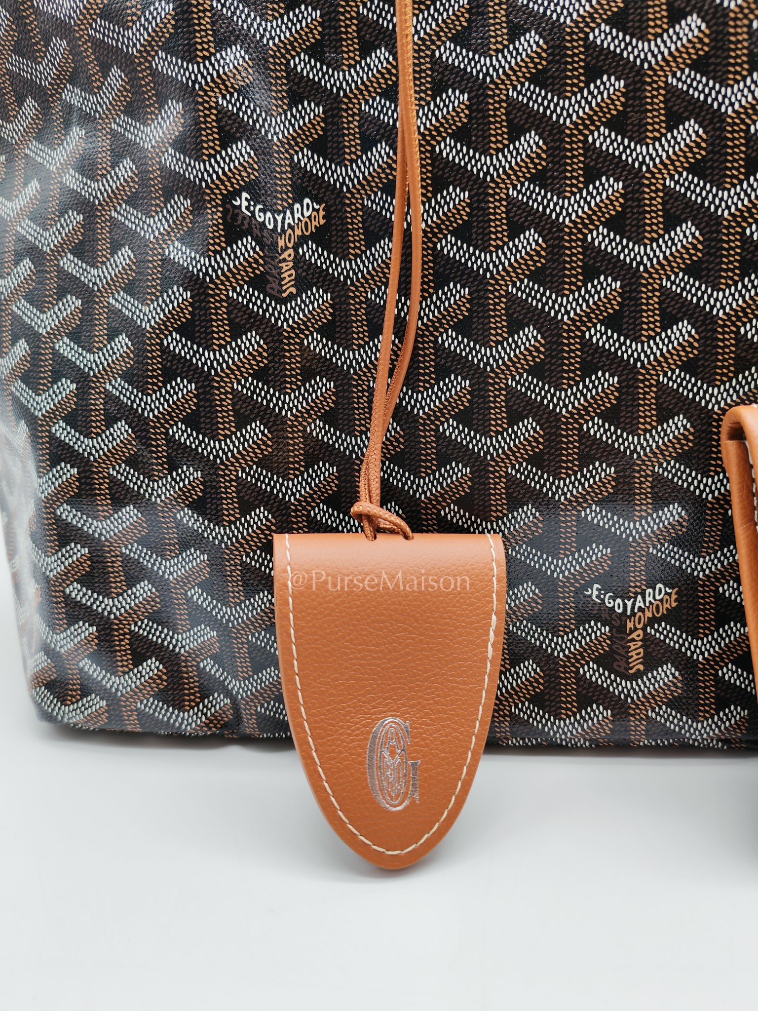 Saint Louis PM Tan with Croc Universel Clip Charm in Goyardine Canvas Tote Bag | Purse Maison Luxury Bags Shop