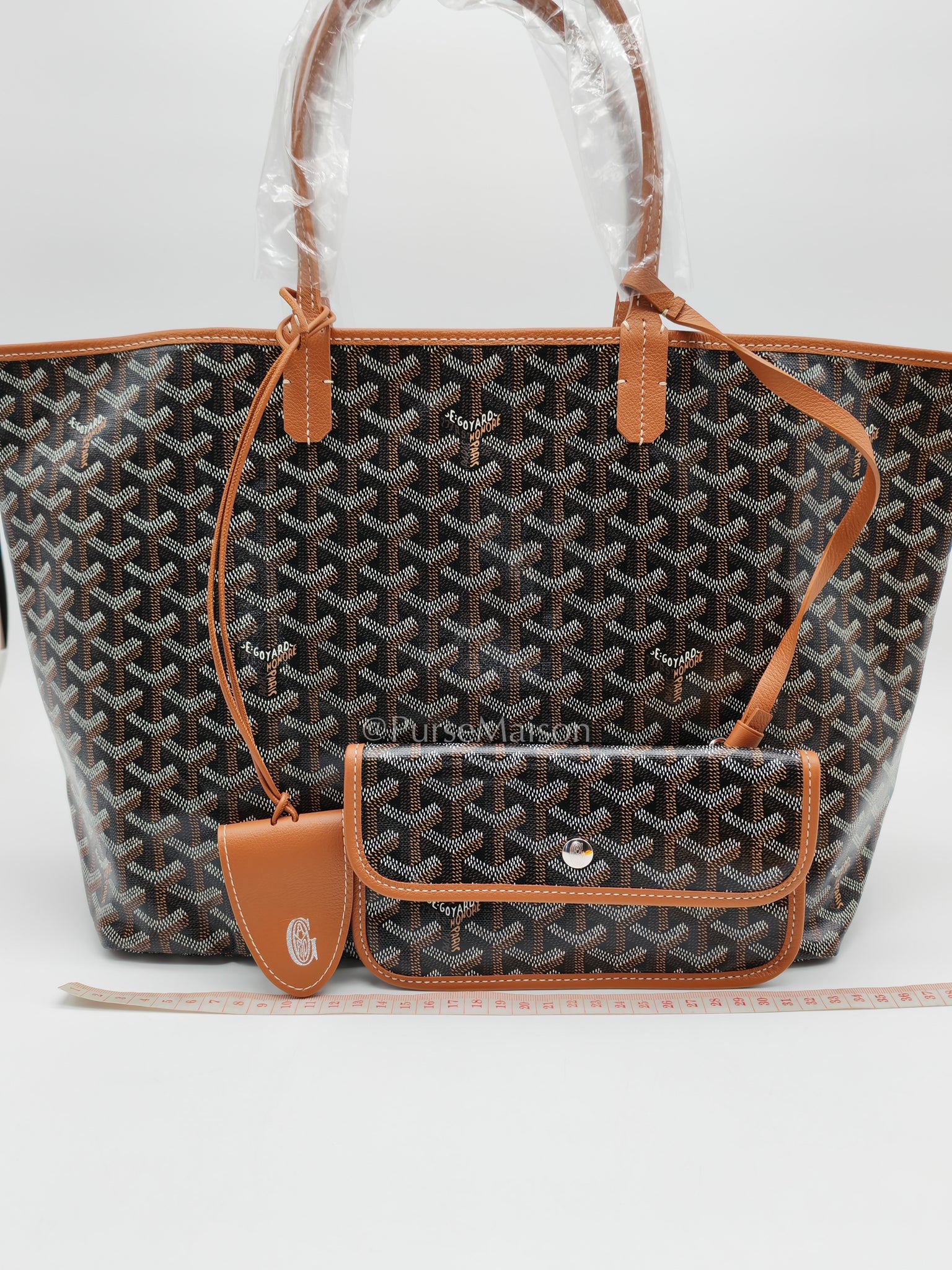 Saint Louis PM Tan with Croc Universel Clip Charm in Goyardine Canvas Tote Bag | Purse Maison Luxury Bags Shop