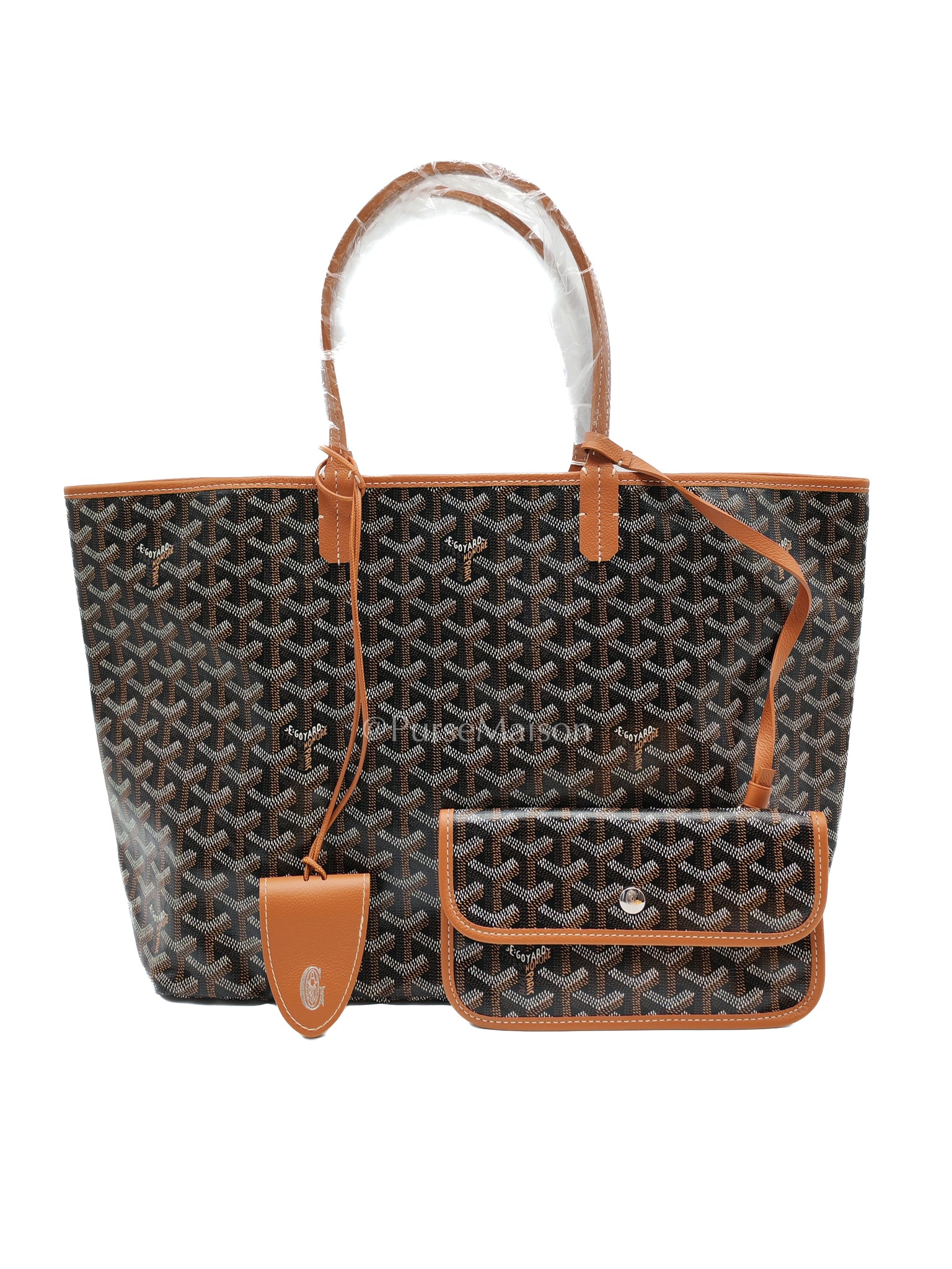 Saint Louis PM Tan with Croc Universel Clip Charm in Goyardine Canvas Tote Bag | Purse Maison Luxury Bags Shop