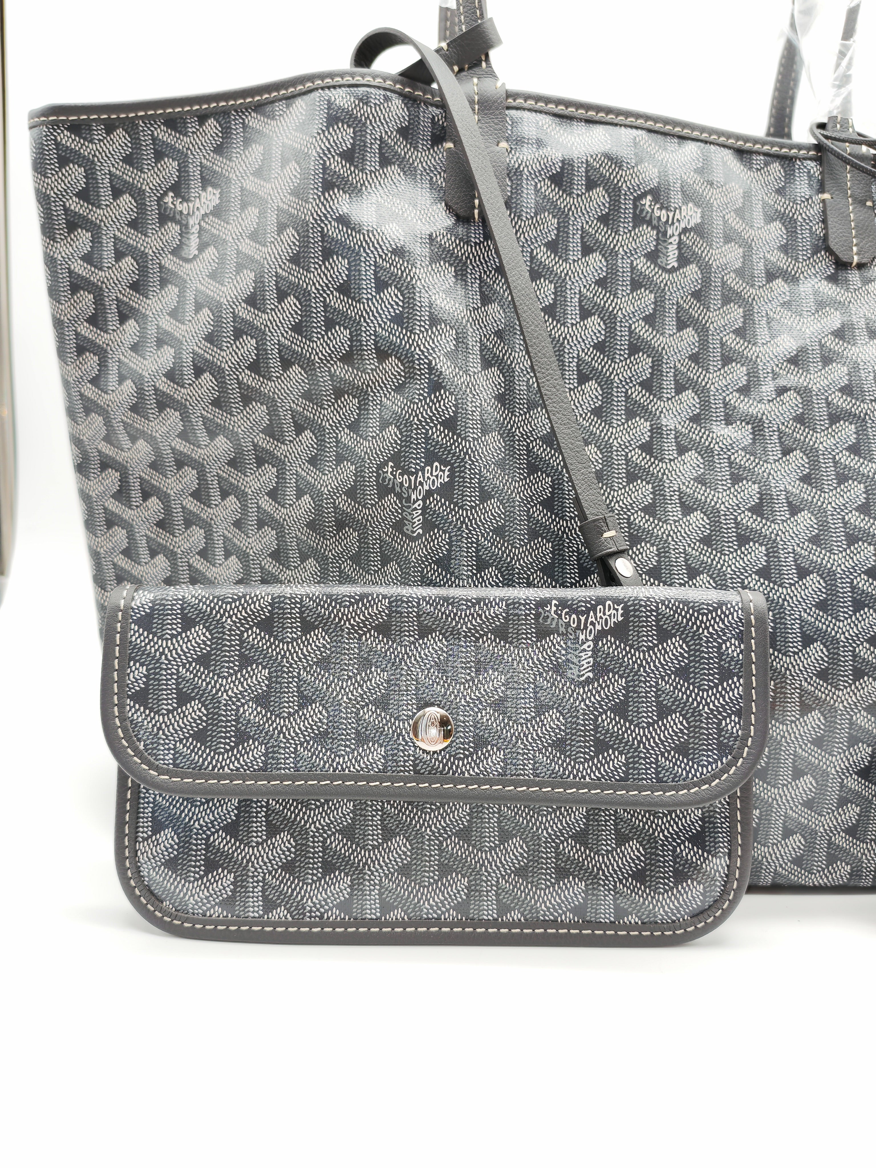 Saint Louis PM Tote Bag in Gray/Gris Goyardine Canvas with Croc Universal Clip Charm | Purse Maison Luxury Bags Shop