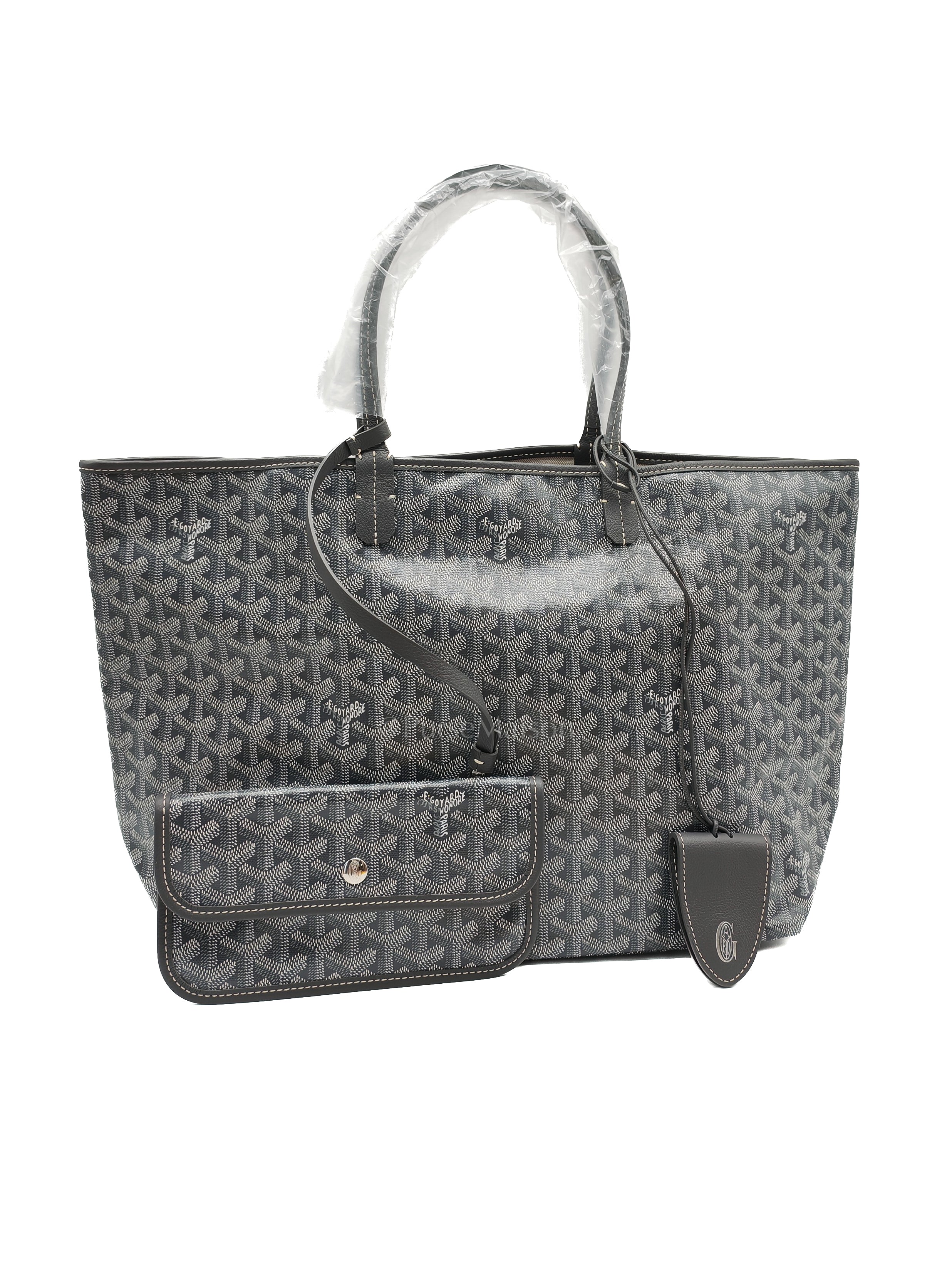 Saint Louis PM Tote Bag in Gray/Gris Goyardine Canvas with Croc Universal Clip Charm | Purse Maison Luxury Bags Shop