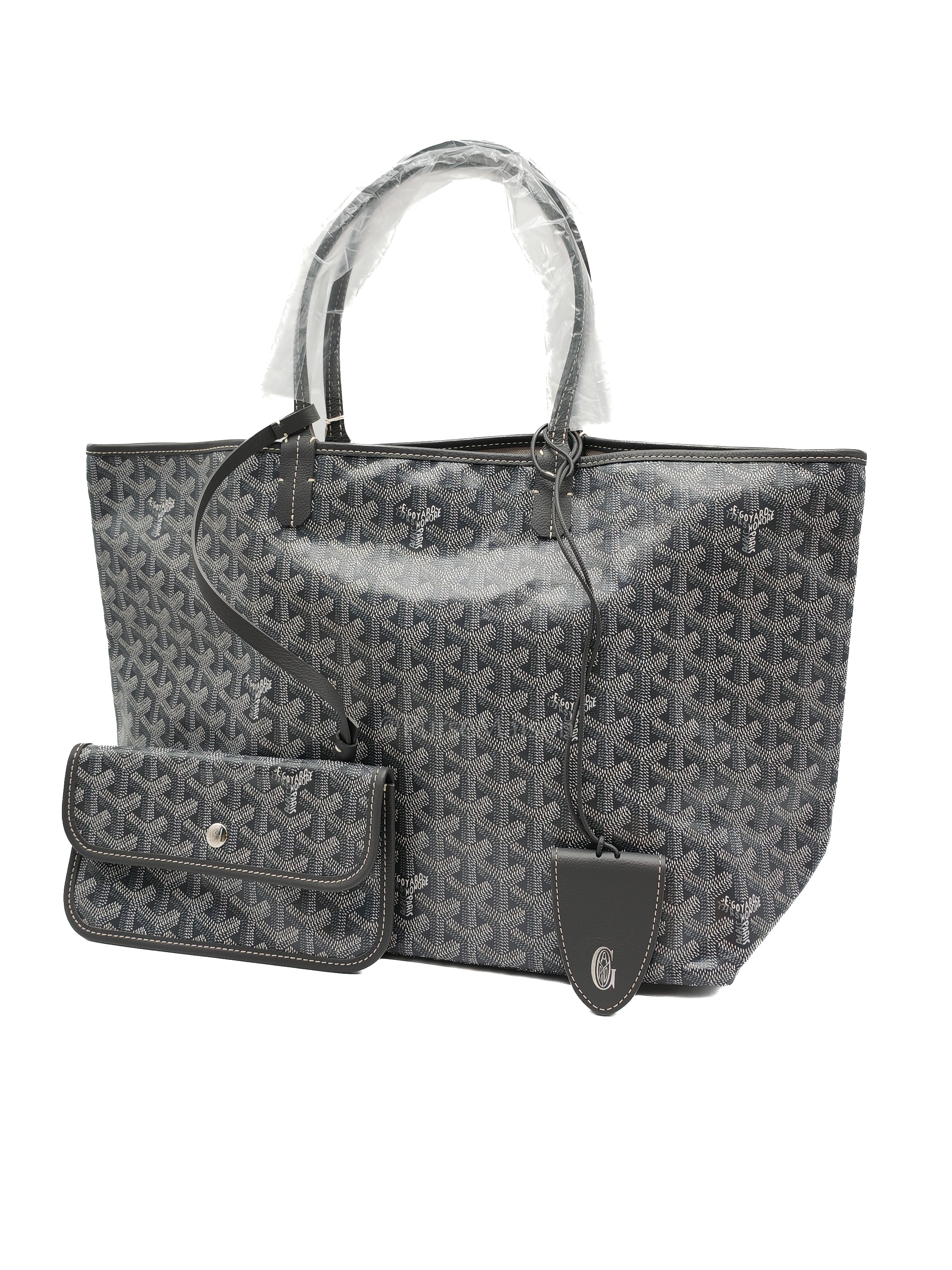Saint Louis PM Tote Bag in Gray/Gris Goyardine Canvas with Croc Universal Clip Charm | Purse Maison Luxury Bags Shop