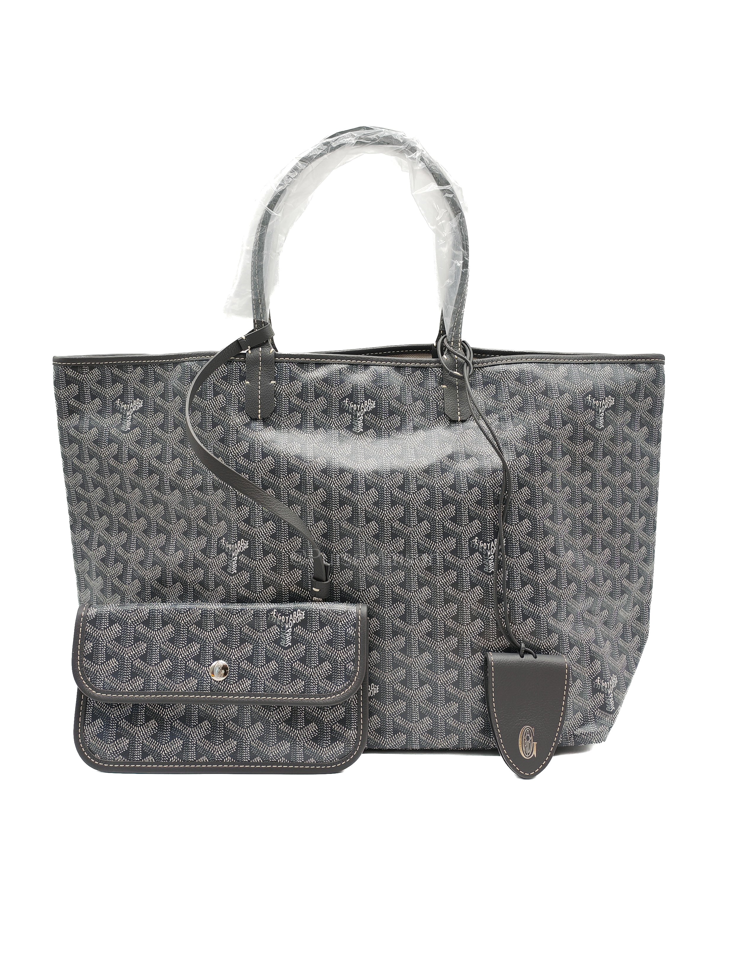 Saint Louis PM Tote Bag in Gray/Gris Goyardine Canvas with Croc Universal Clip Charm | Purse Maison Luxury Bags Shop