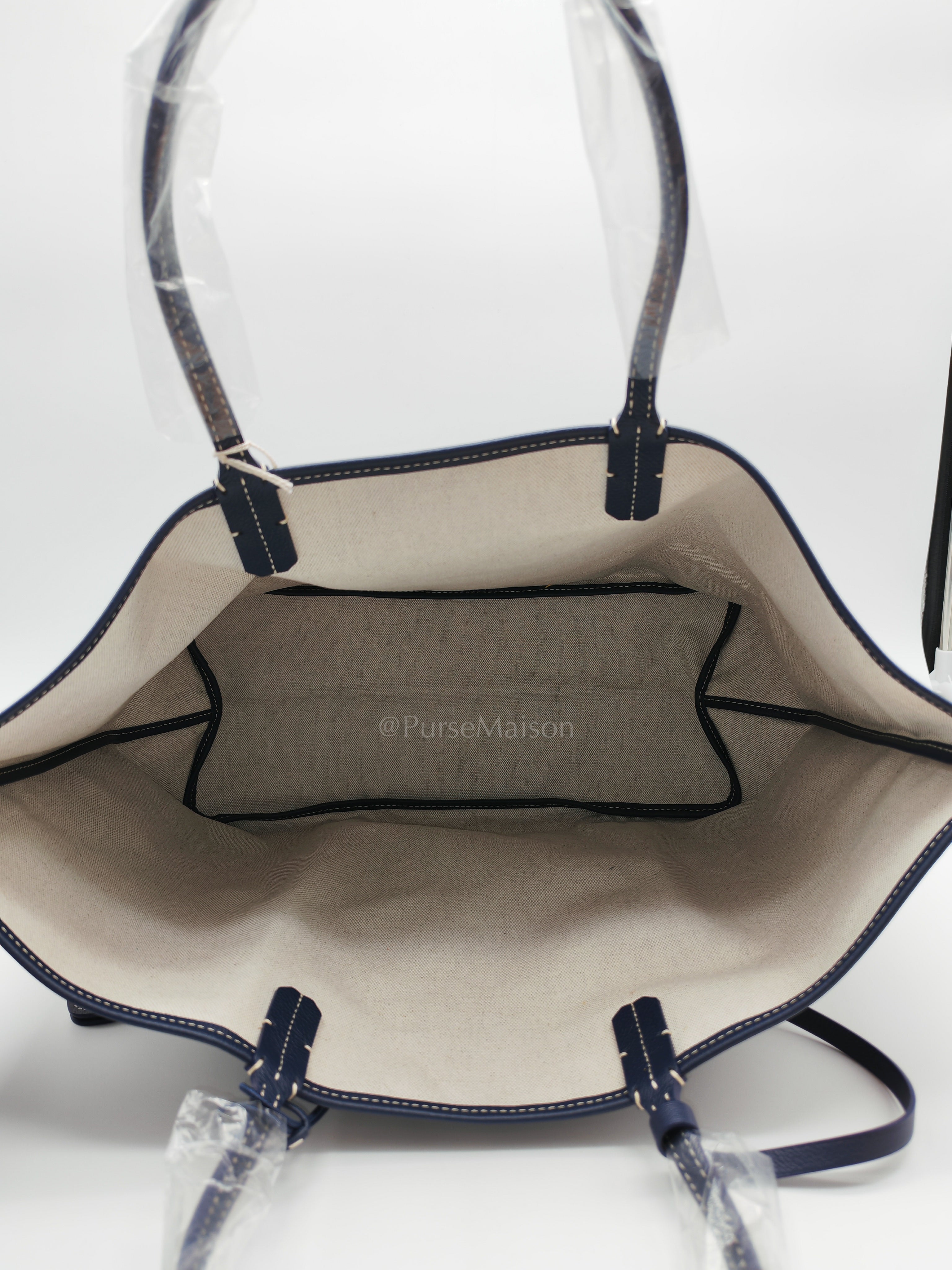 Saint Louis PM Tote Bag in Navy Blue Goyardine Canvas with Croc Universal Clip Charm | Purse Maison Luxury Bags Shop