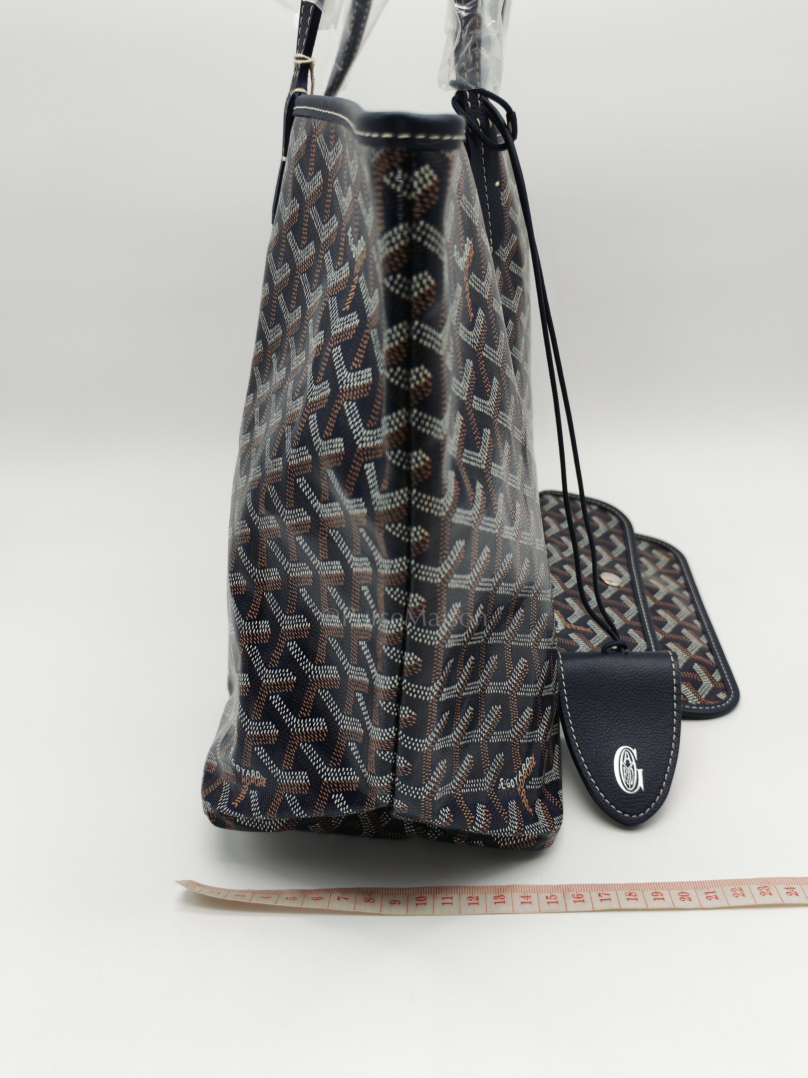 Saint Louis PM Tote Bag in Navy Blue Goyardine Canvas with Croc Universal Clip Charm | Purse Maison Luxury Bags Shop