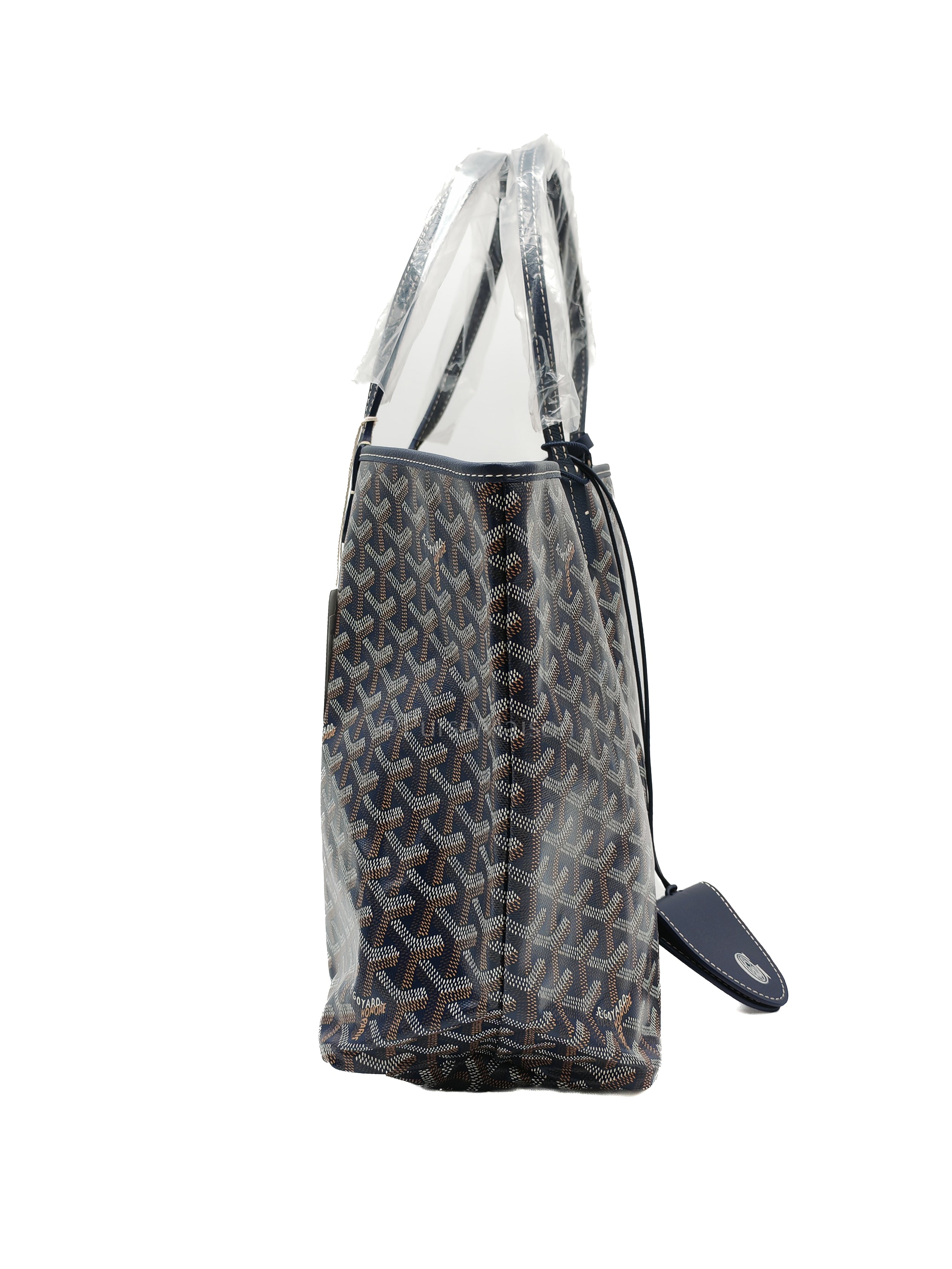 Saint Louis PM Tote Bag in Navy Blue Goyardine Canvas with Croc Universal Clip Charm | Purse Maison Luxury Bags Shop