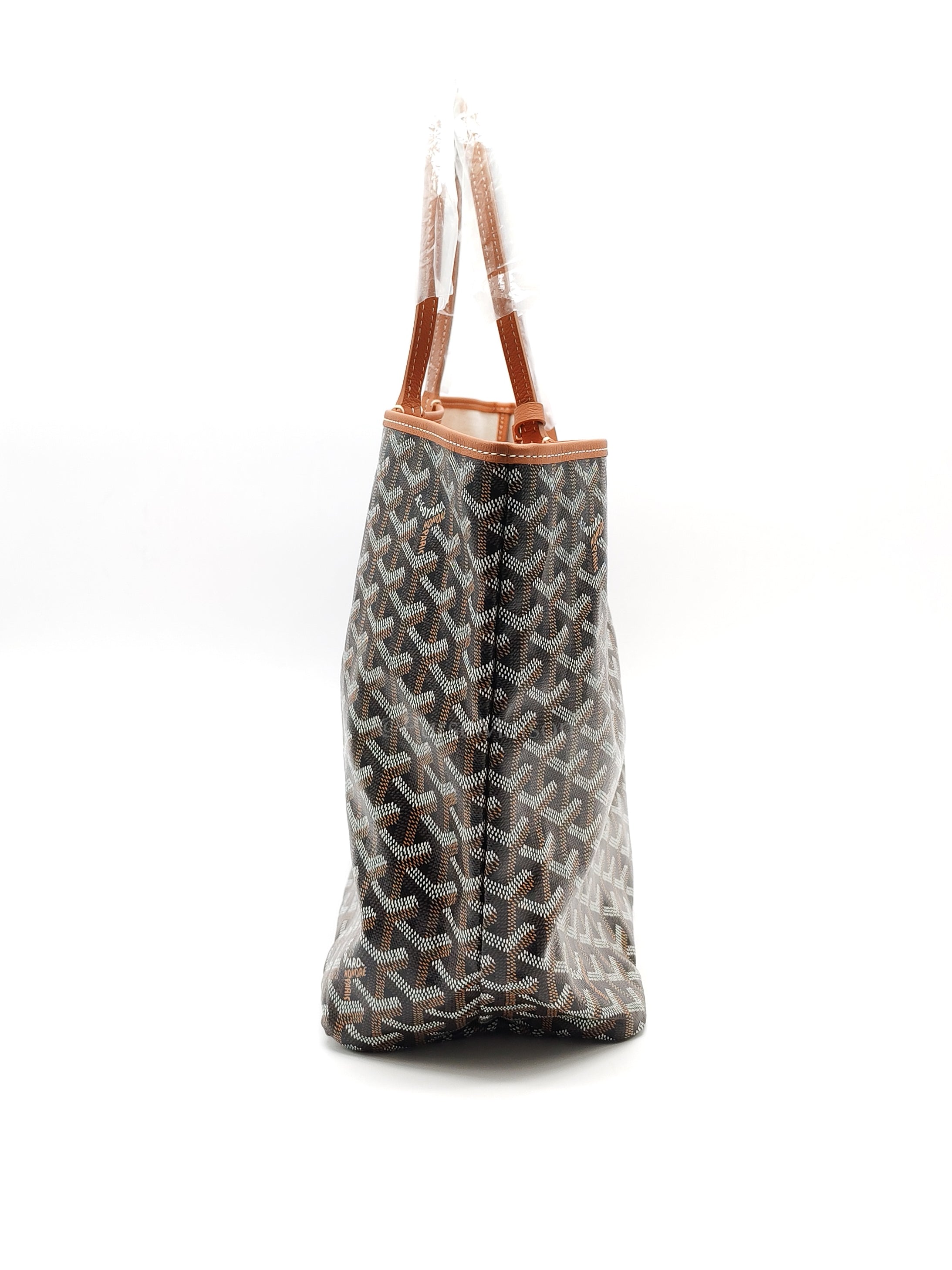 Saint Louis PM Tote Bag in Tan/Black Goyardine Canvas with Croc Unicversal Chip Charm | Purse Maison Luxury Bags Shop