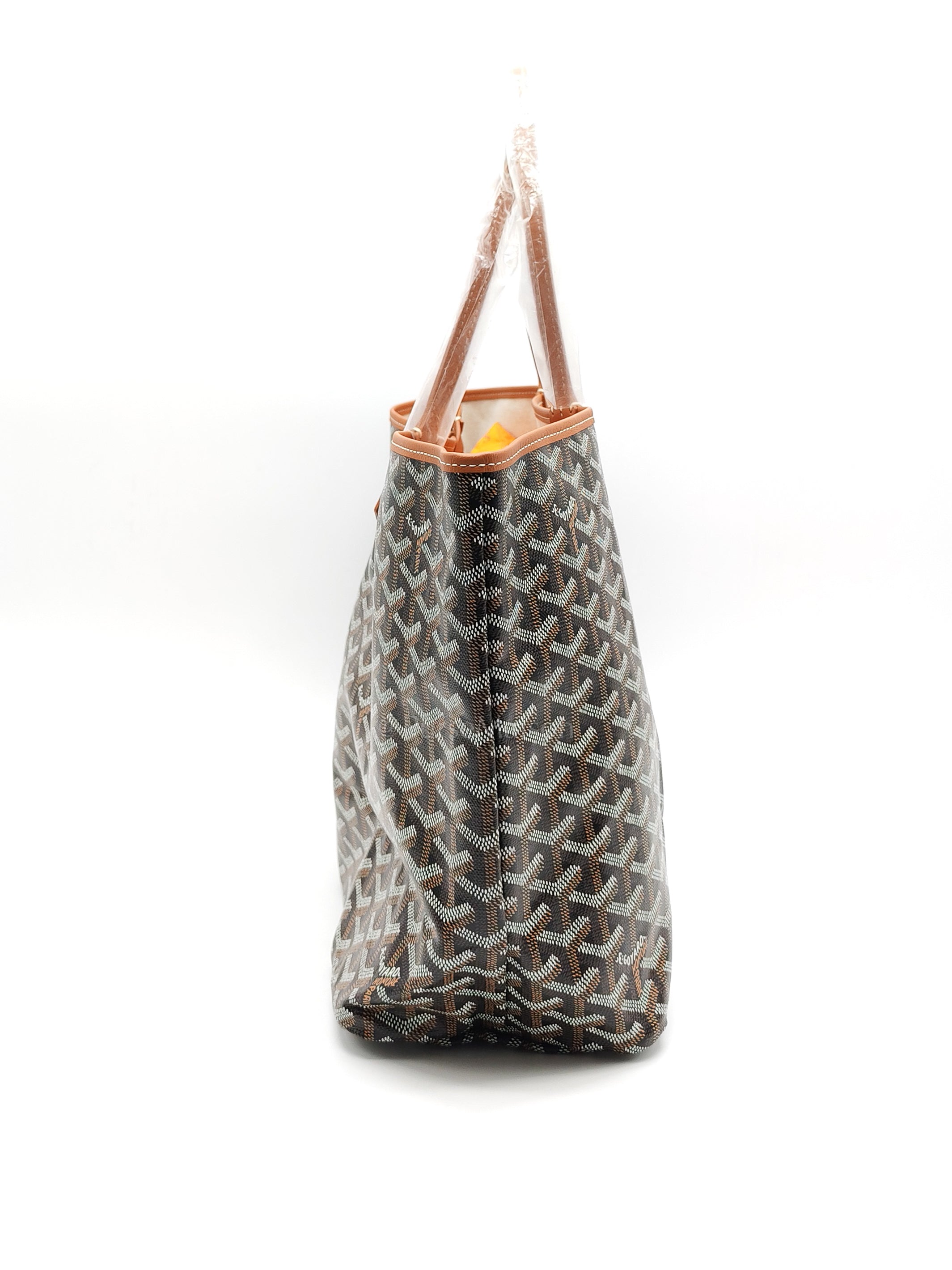 Saint Louis PM Tote Bag in Tan/Black Goyardine Canvas with Croc Unicversal Chip Charm | Purse Maison Luxury Bags Shop
