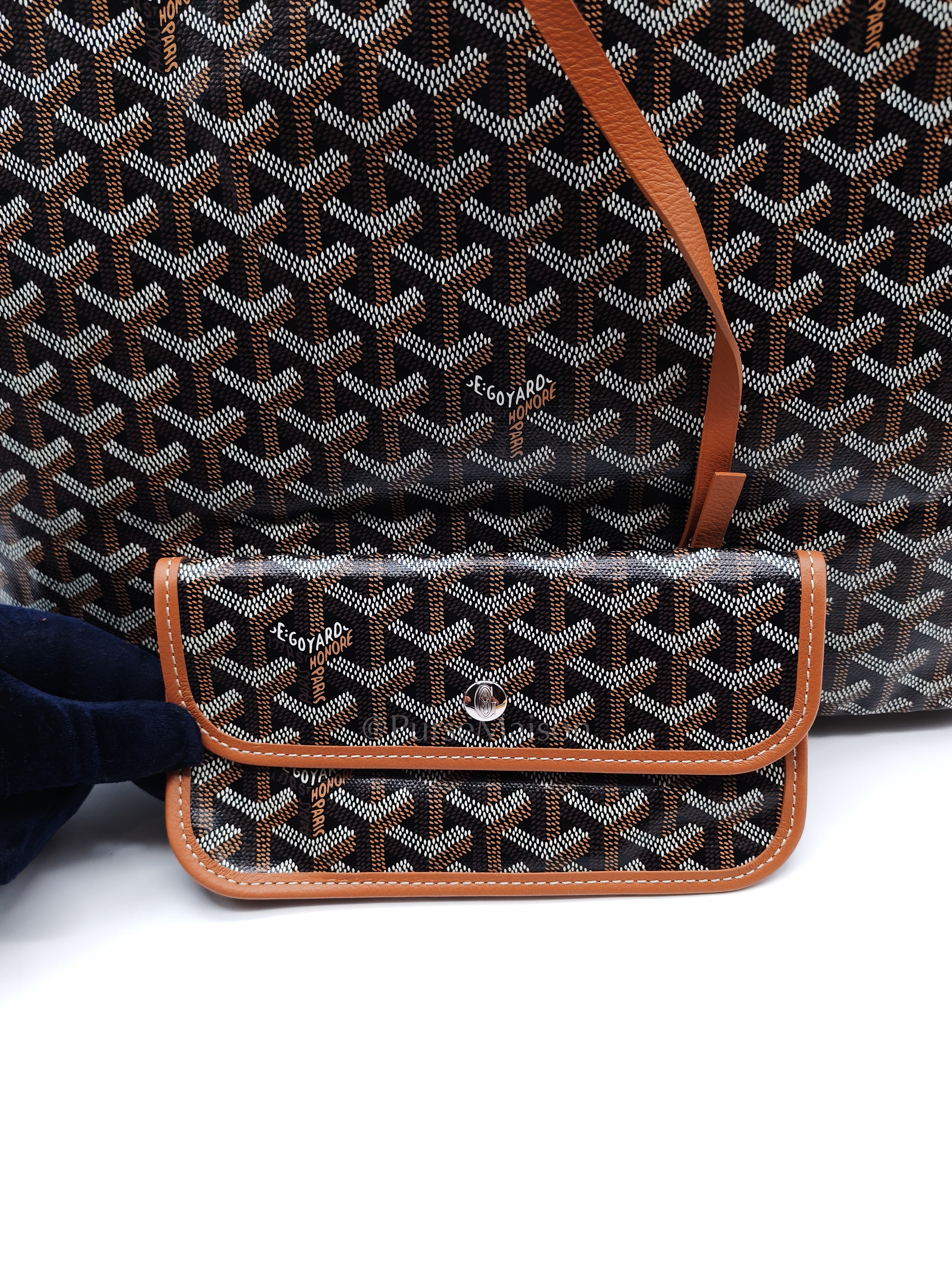 Saint Louis PM Tote Bag in Tan/Black Goyardine Canvas with Croc Universal Clip Charm | Purse Maison Luxury Bags Shop