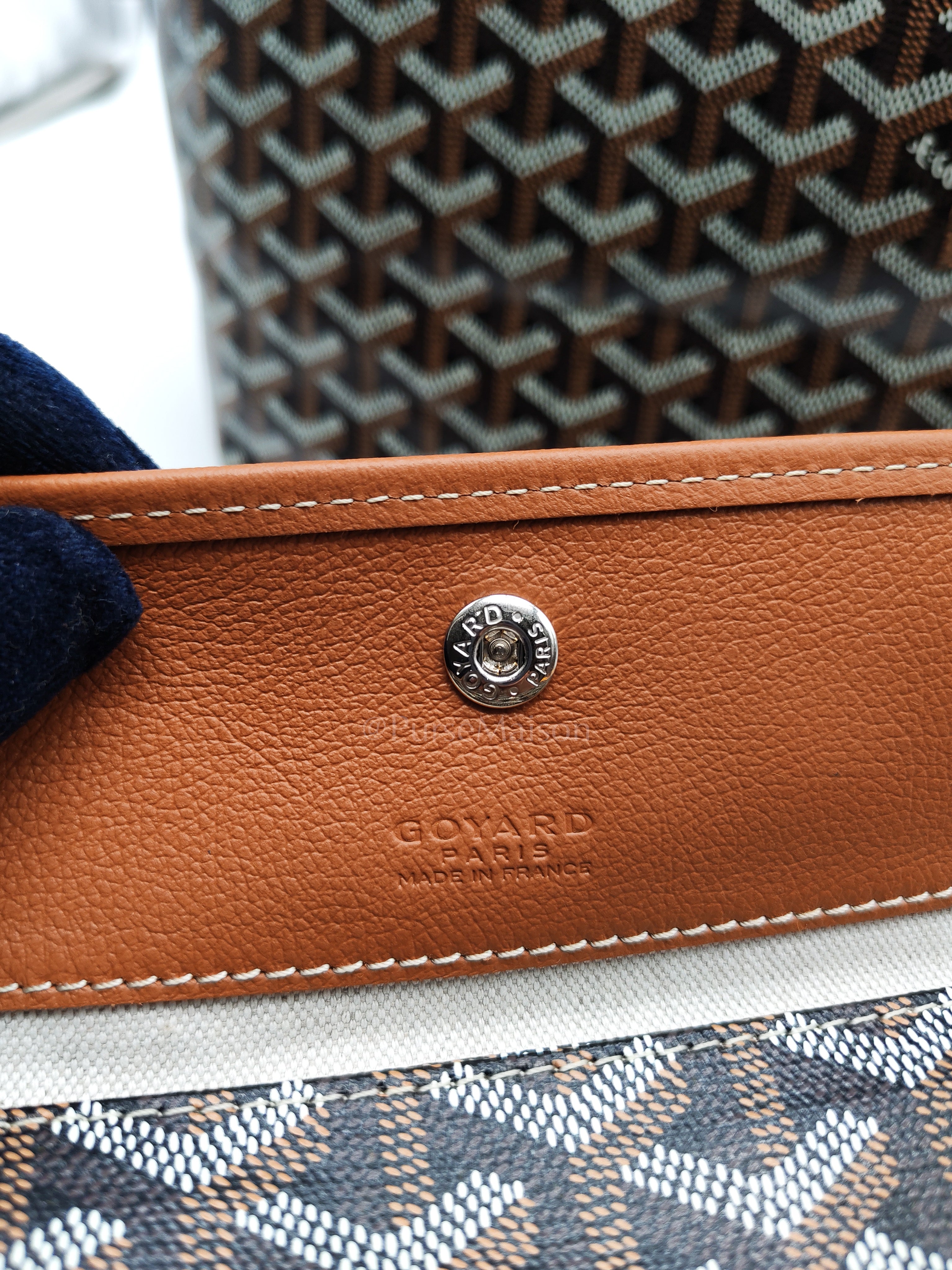Saint Louis PM Tote Bag in Tan/Black Goyardine Canvas with Croc Universal Clip Charm | Purse Maison Luxury Bags Shop