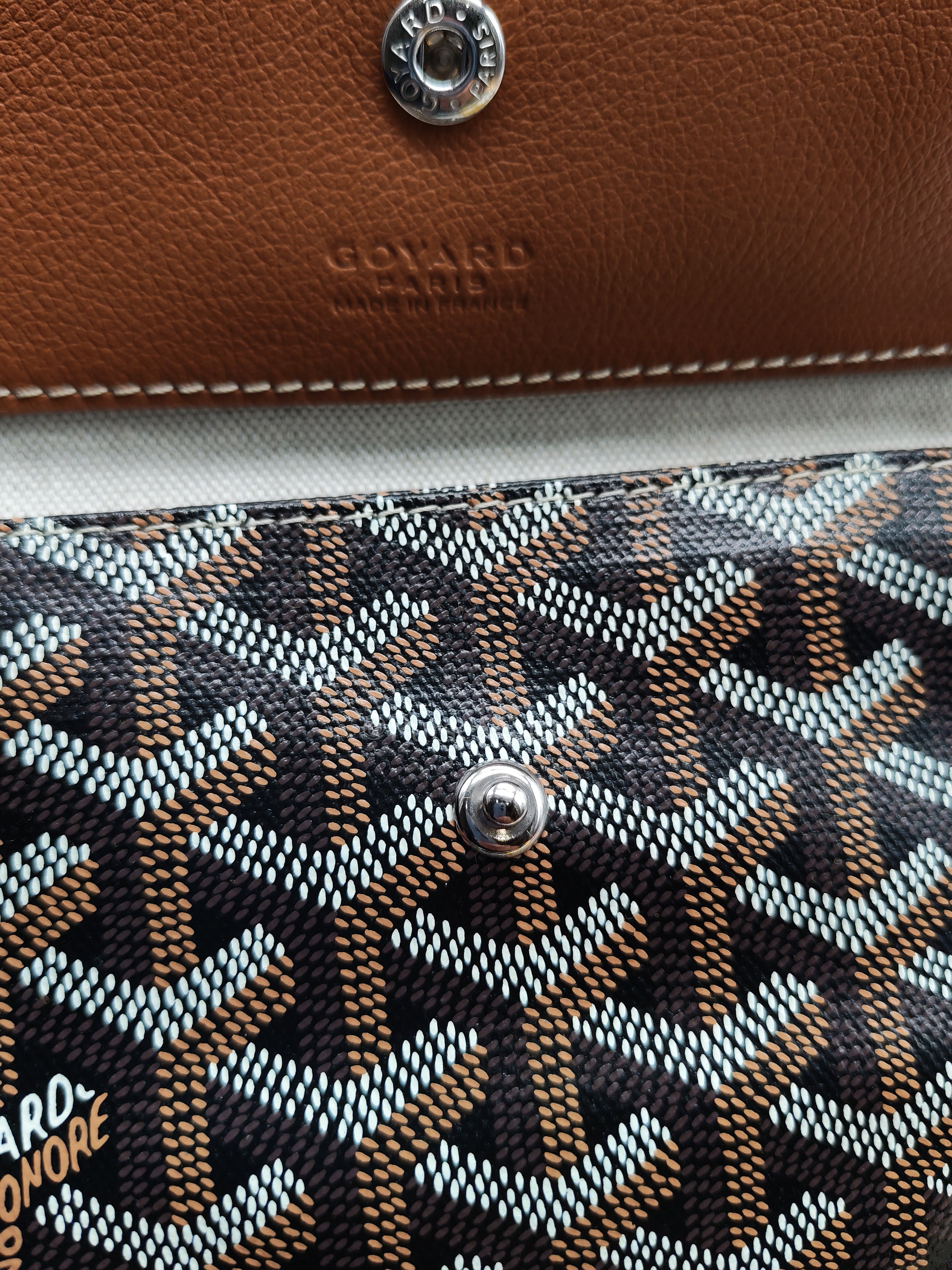 Saint Louis PM Tote Bag in Tan/Black Goyardine Canvas with Croc Universal Clip Charm | Purse Maison Luxury Bags Shop