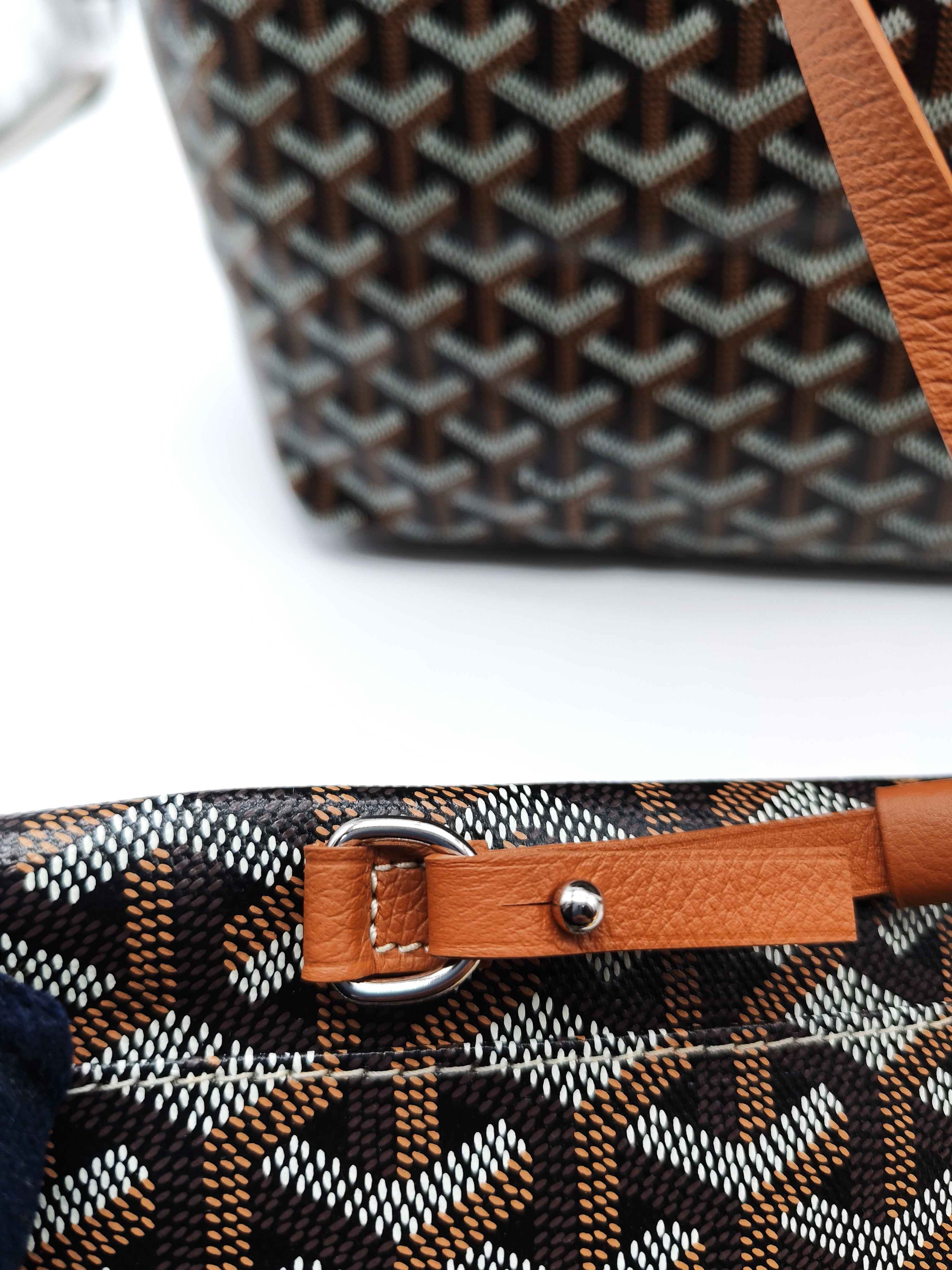 Saint Louis PM Tote Bag in Tan/Black Goyardine Canvas with Croc Universal Clip Charm | Purse Maison Luxury Bags Shop